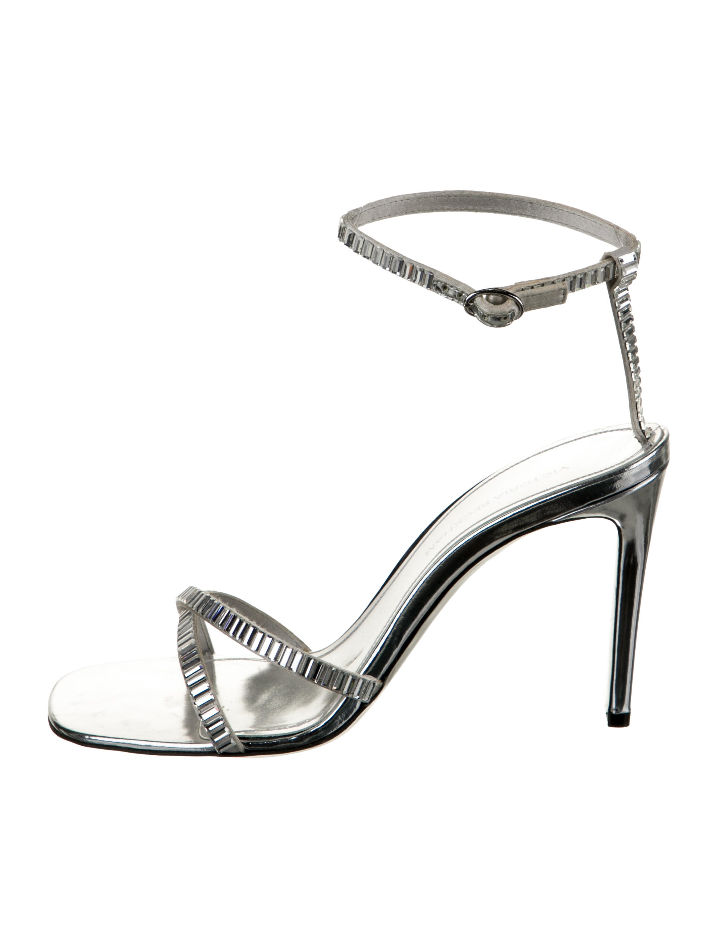 Victoria Beckham Satin Crystal Embellishments Sandals