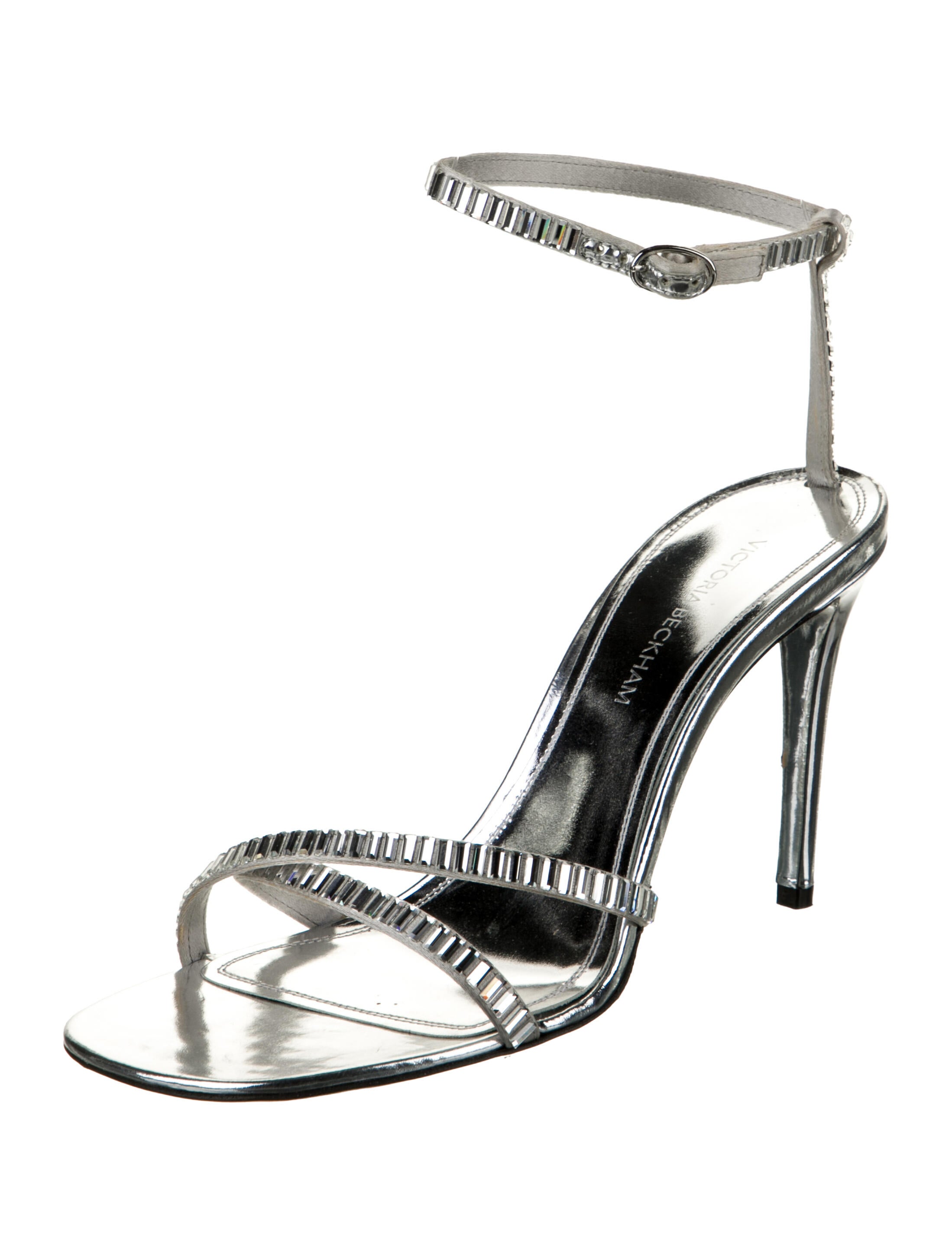 Victoria Beckham Satin Crystal Embellishments Sandals