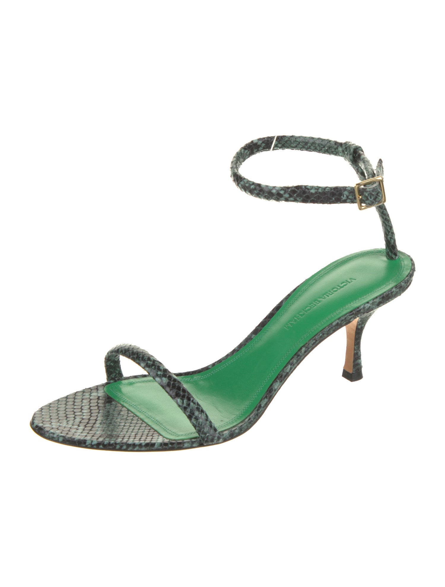 Victoria Beckham Embossed Leather Animal Print Sandals