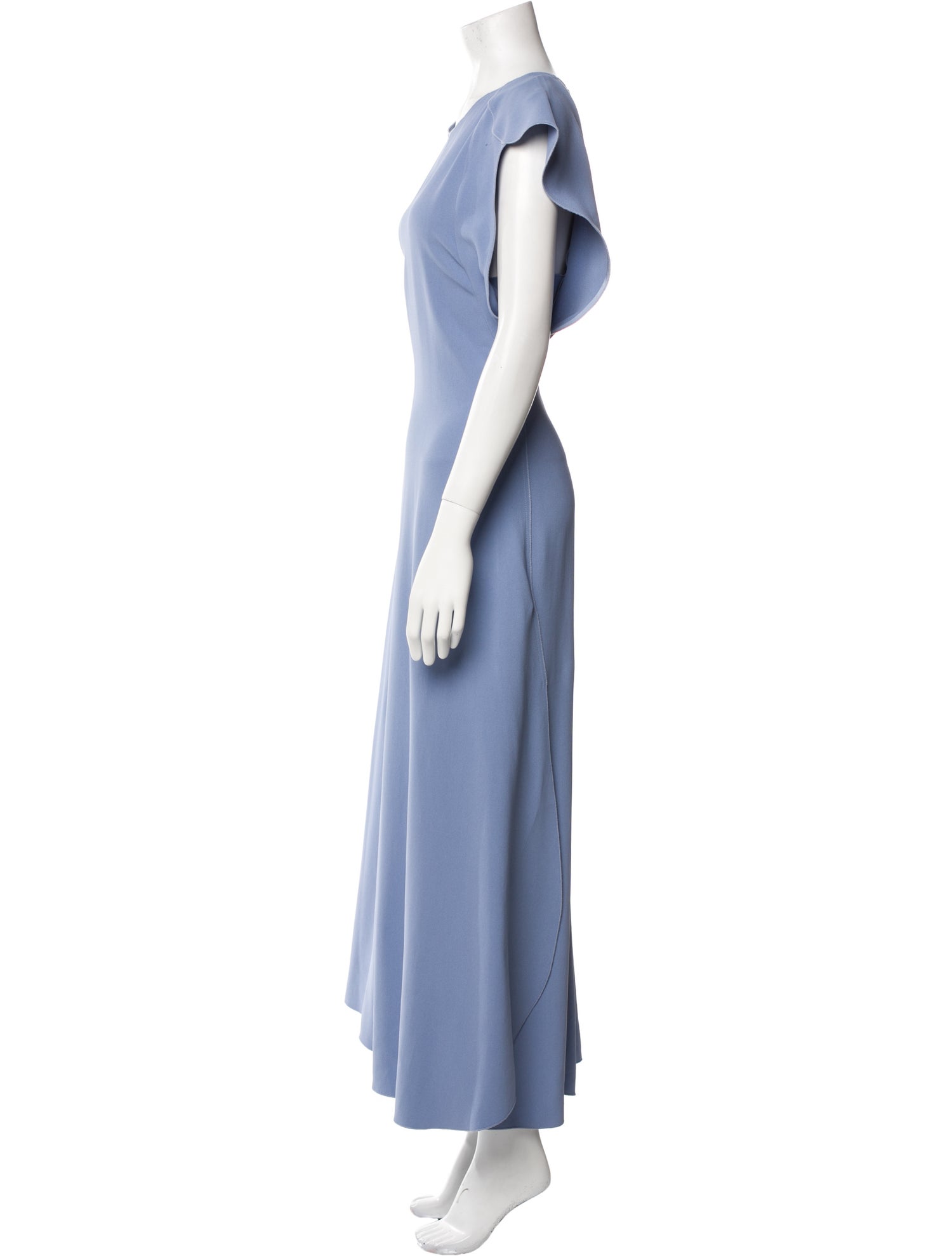 国内発| VICTORIA BECKHAM Contorted Net ロングドレス Victoria Beckham Crew Neck Long Dress w/ Tags - Blue Dresses