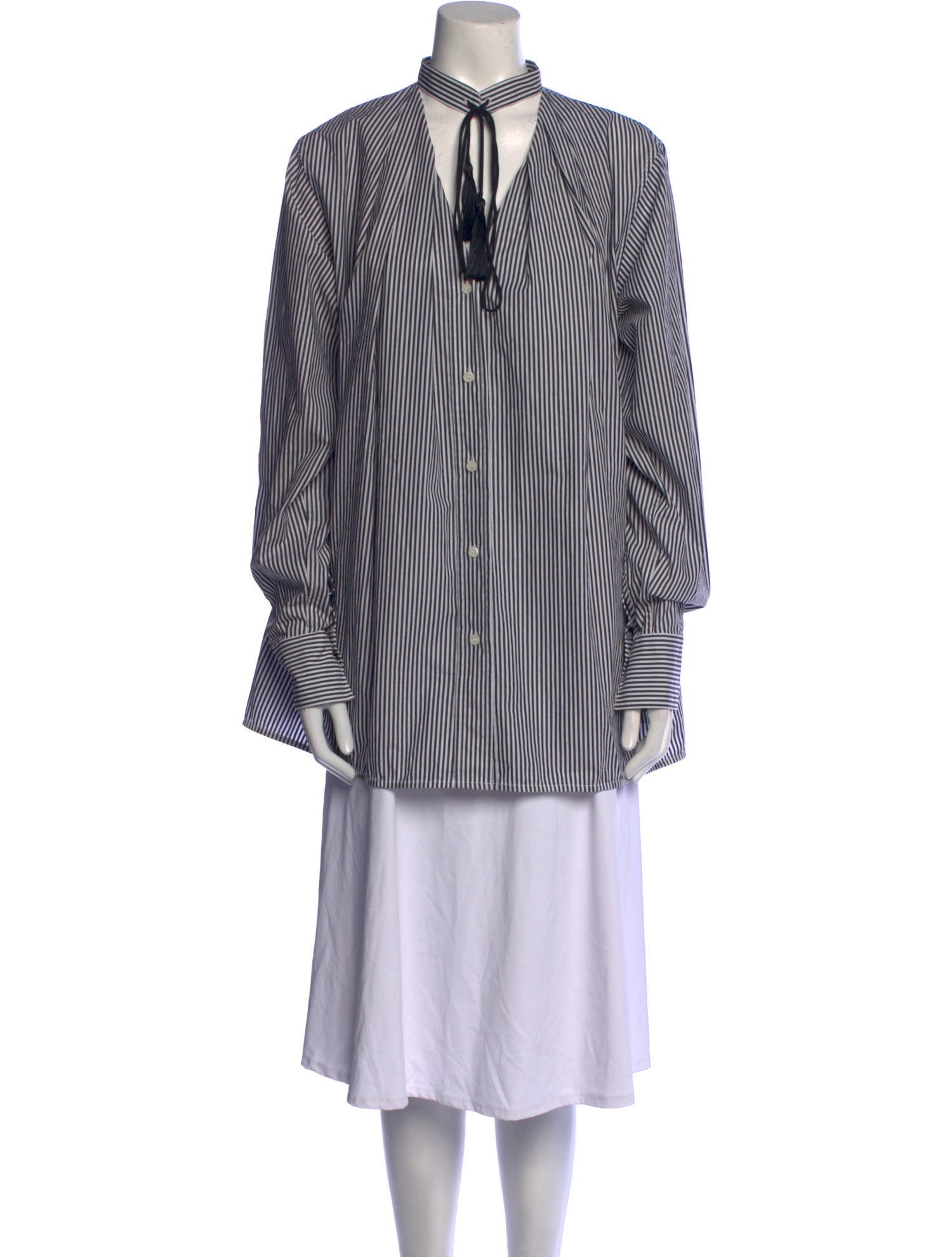 Victoria Beckham Striped Tie Neck Tunic