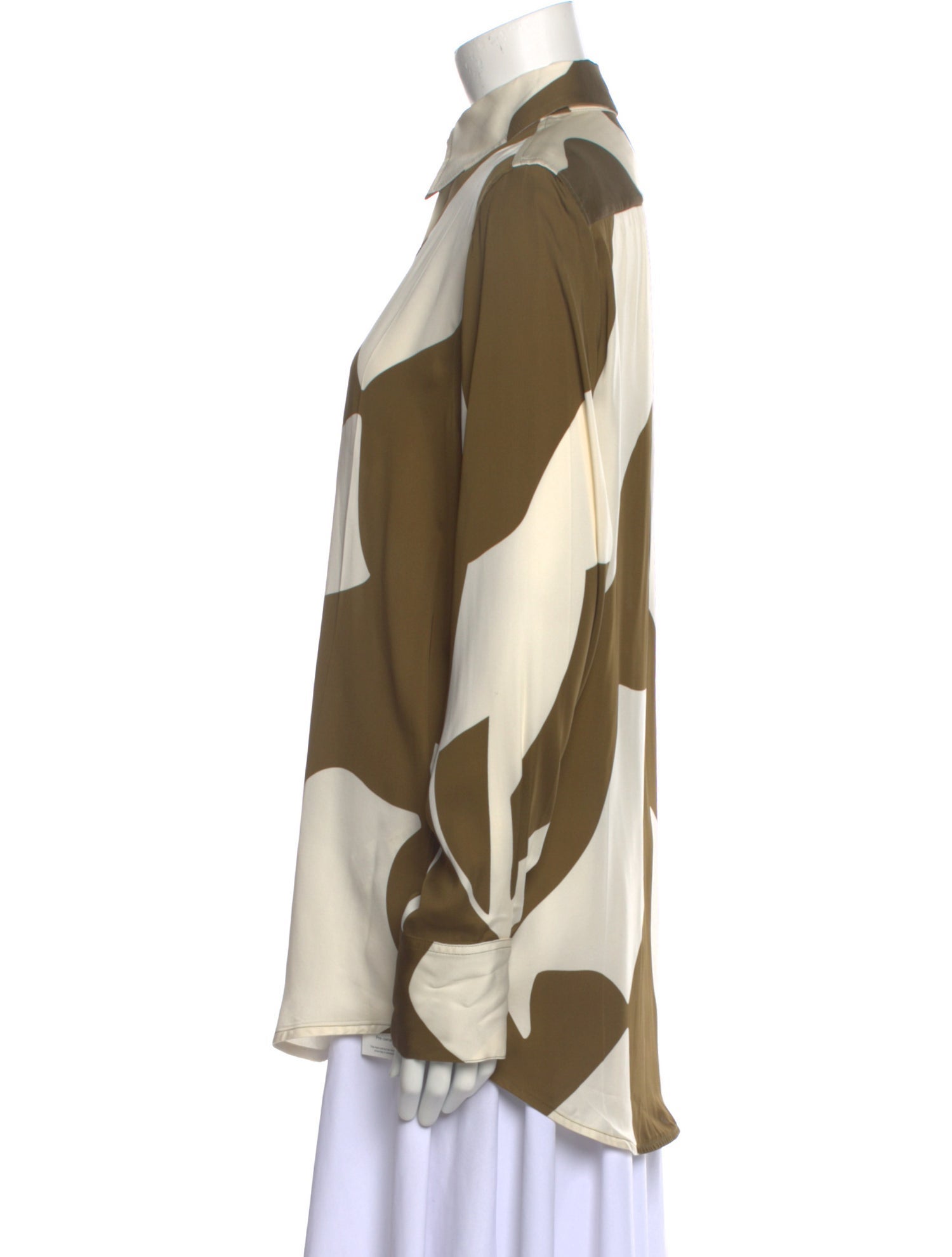 Victoria Beckham Printed Long Sleeve Button-Up Top