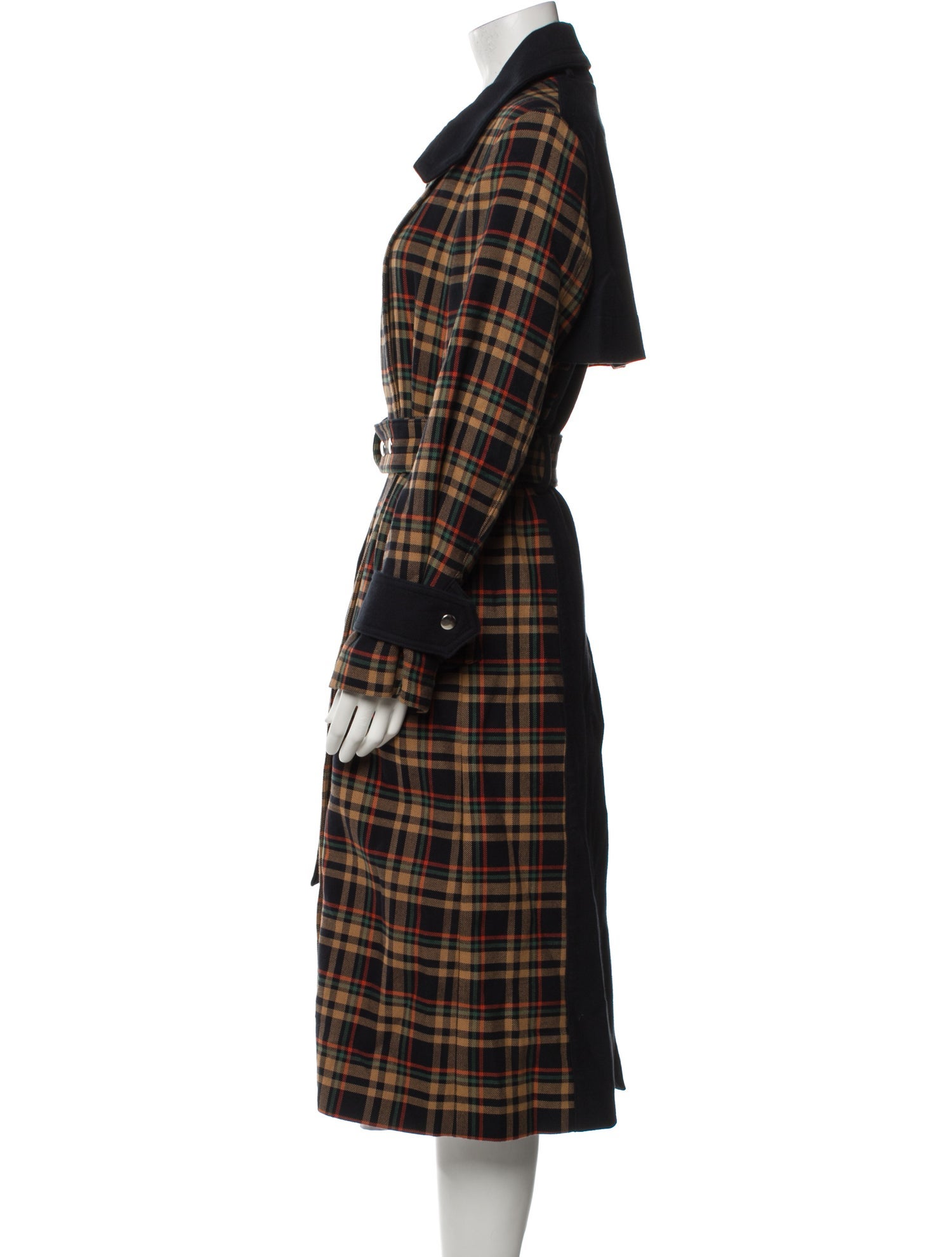 Victoria Beckham Plaid Print Trench Coat