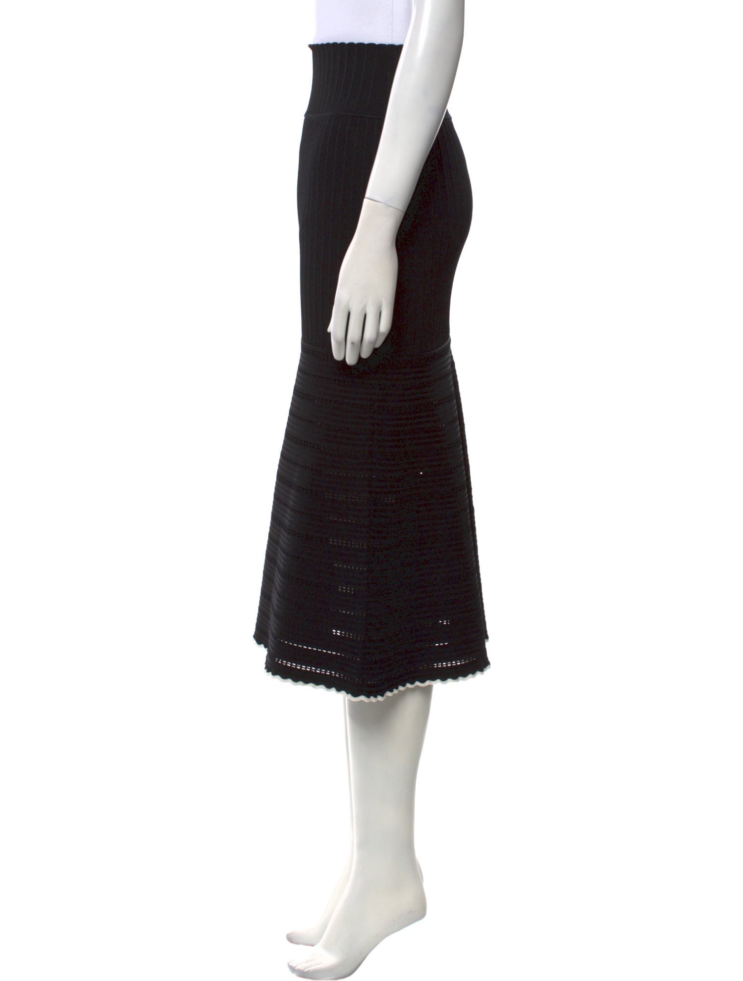 Victoria Beckham Scalloped Accent Midi Length Skirt