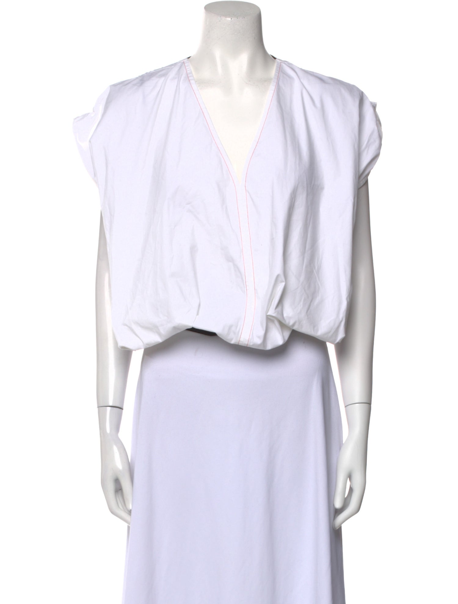 Victoria Beckham V-Neck Short Sleeve Crop Top