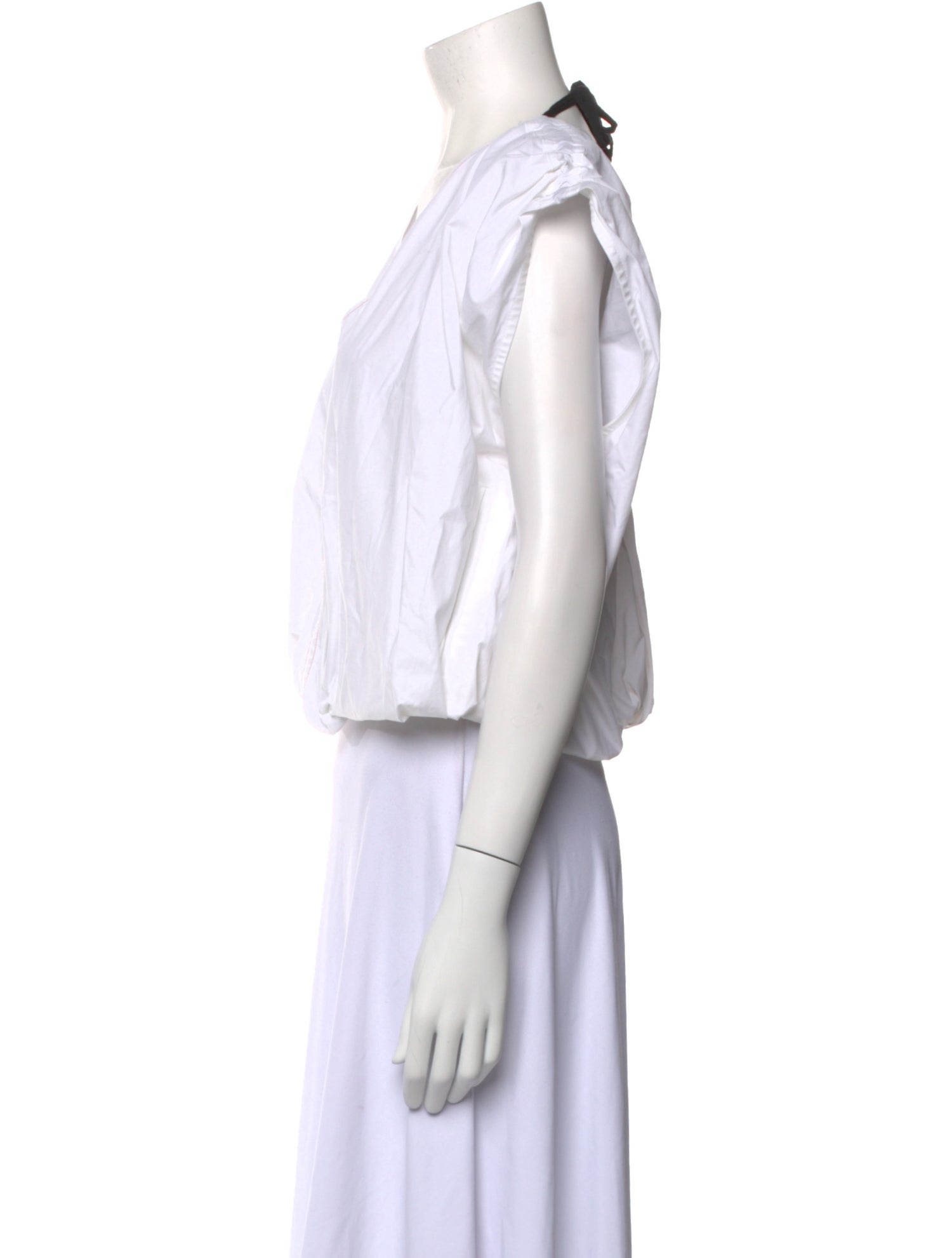 Victoria Beckham V-Neck Short Sleeve Crop Top