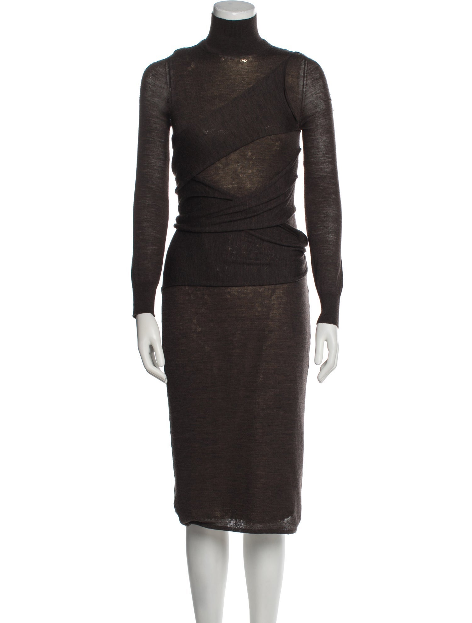 Victoria Beckham Turtleneck Midi Length Dress
