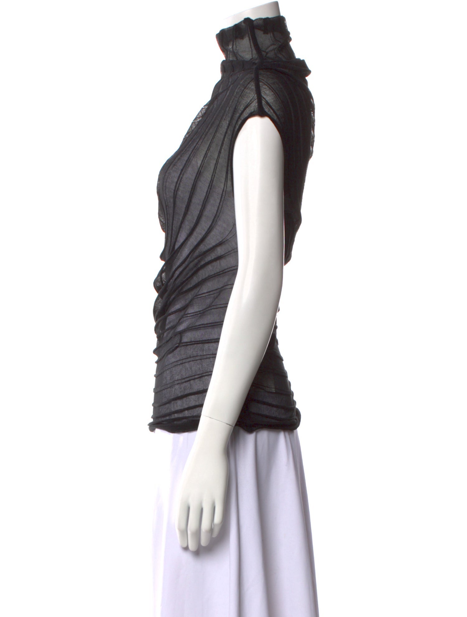 Victoria Beckham Mock Neck Short Sleeve Top