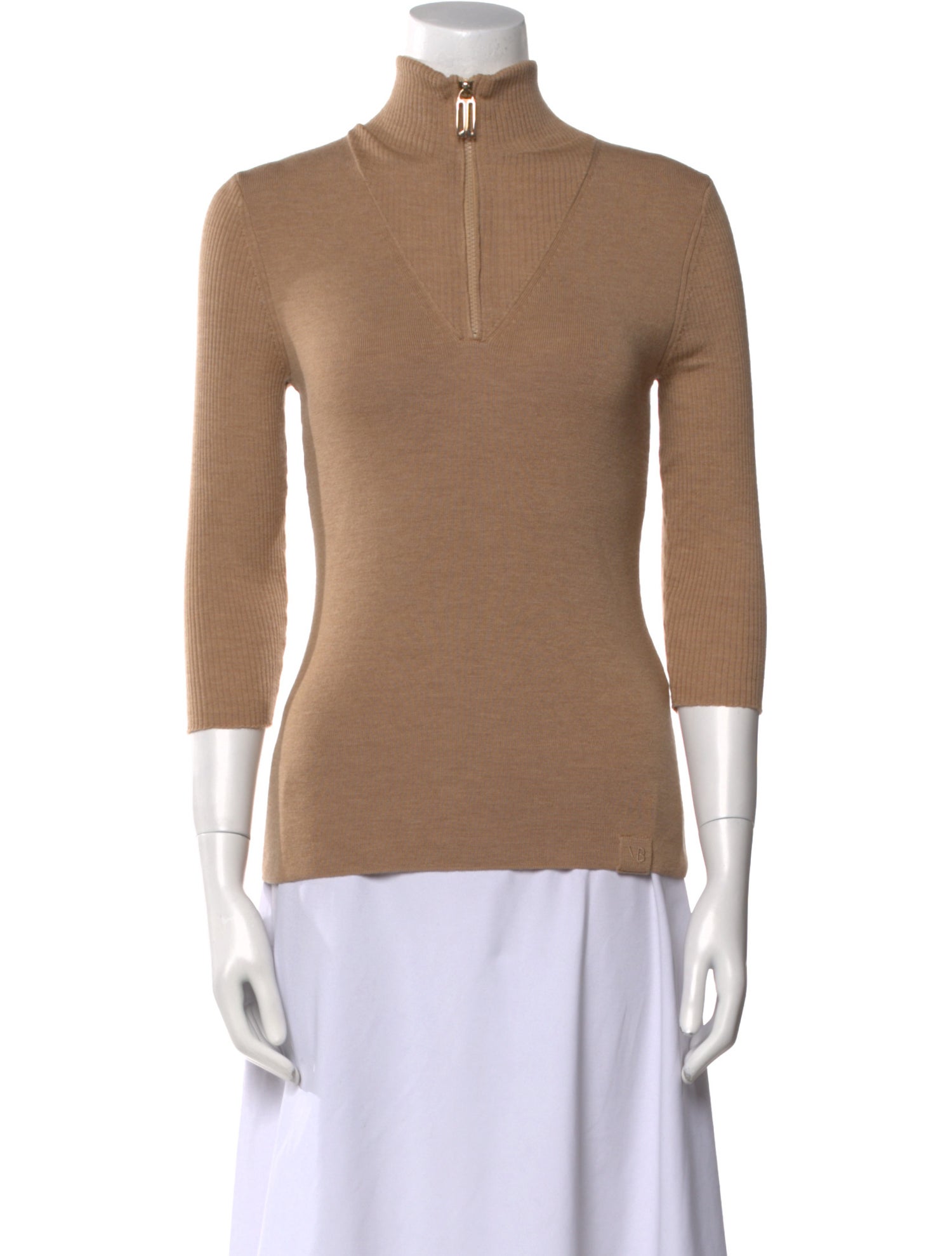 Victoria Beckham Merino Wool Mock Neck Sweater