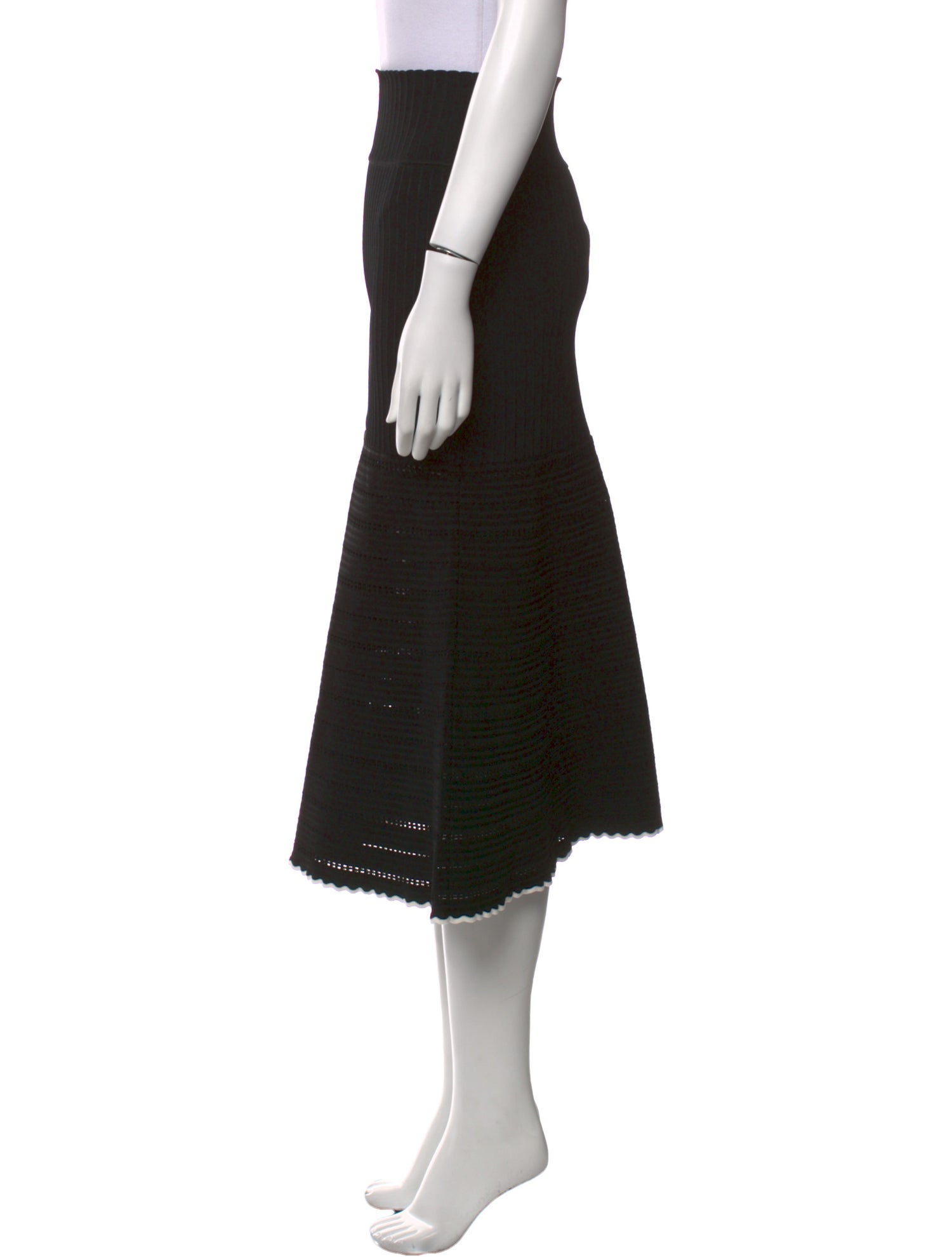 Victoria Beckham Scalloped Accent Midi Length Skirt