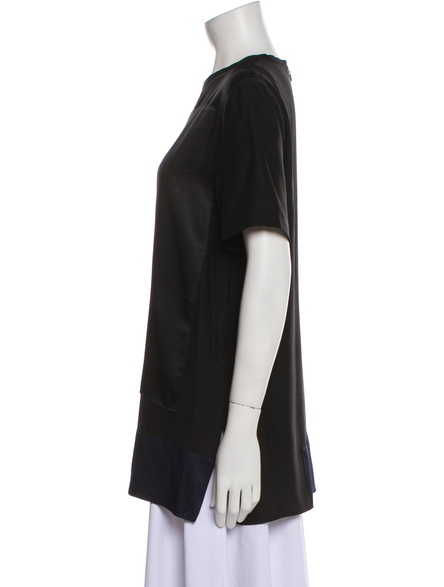 Victoria Beckham Silk Crew Neck T-Shirt