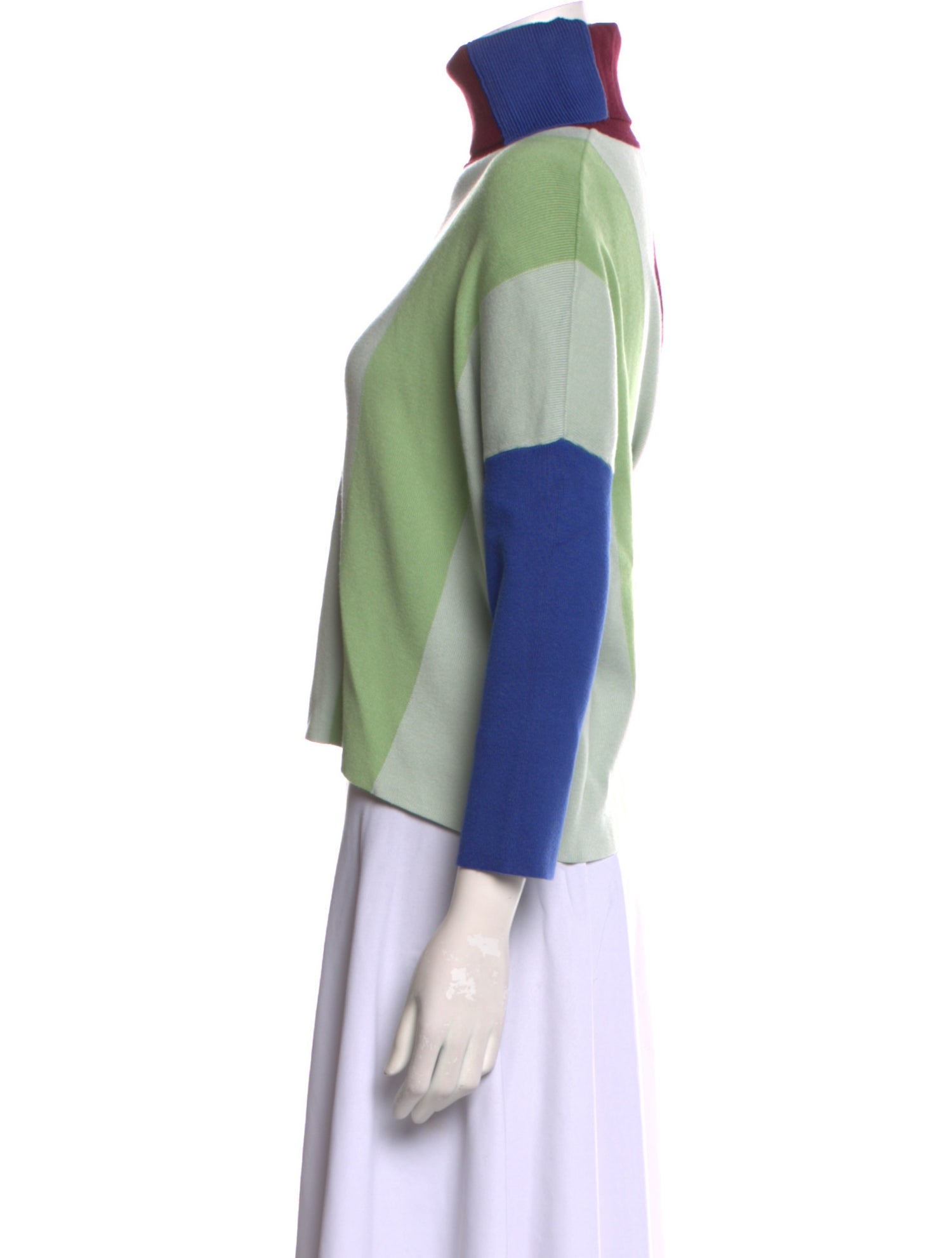 Victoria Beckham Colorblock Pattern Turtleneck Sweatshirt