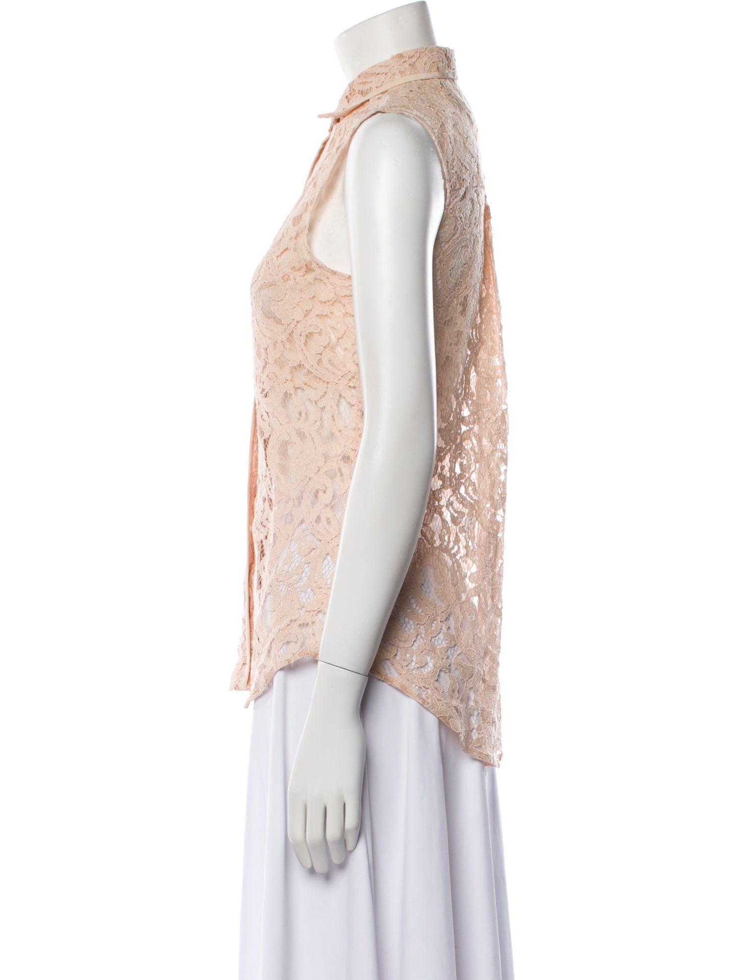 Victoria Beckham Lace Pattern Mock Neck Blouse