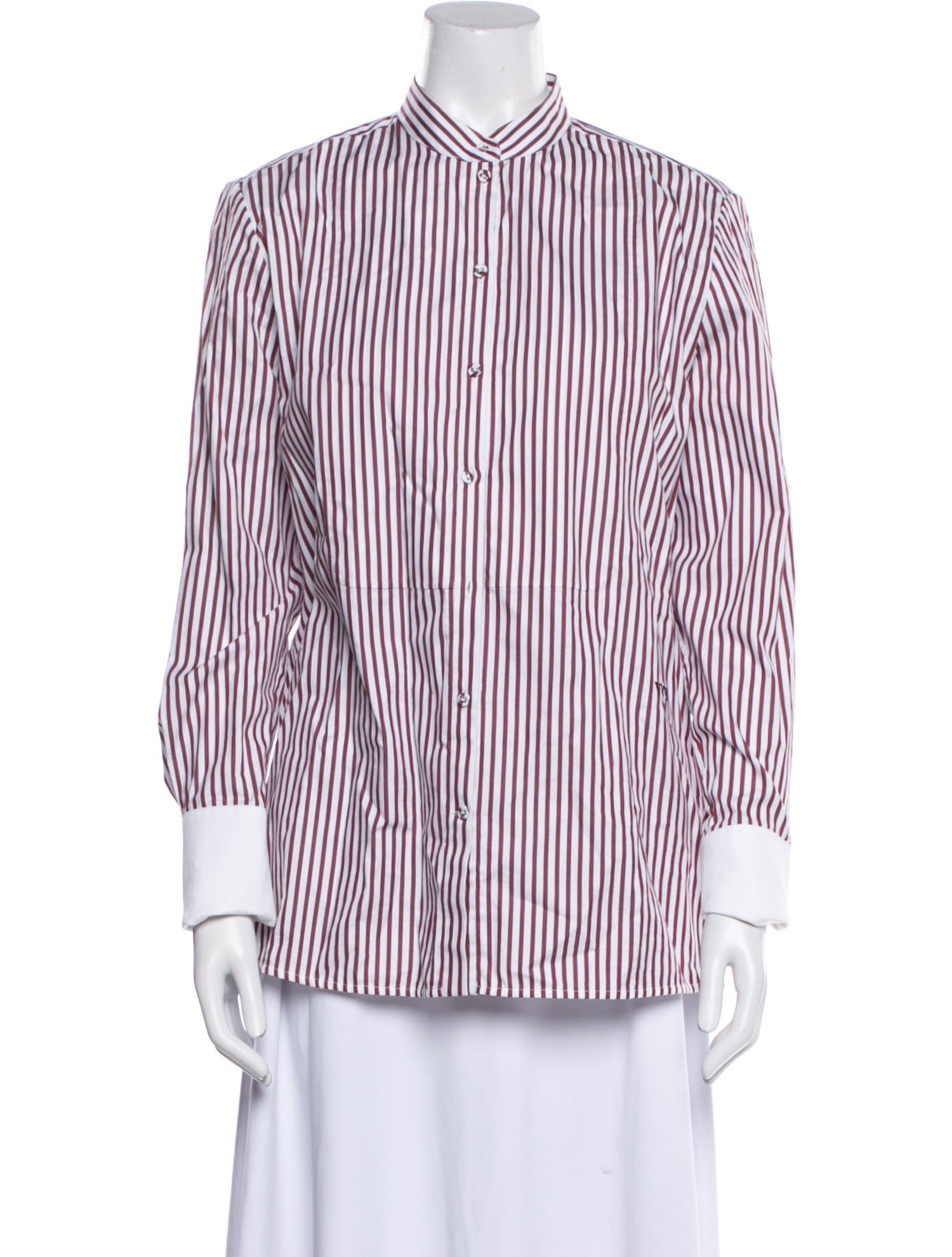 Victoria Beckham Striped Long Sleeve Button-Up Top