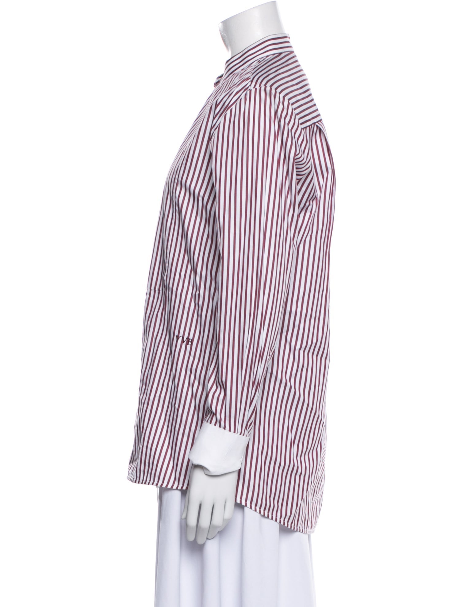 Victoria Beckham Striped Long Sleeve Button-Up Top