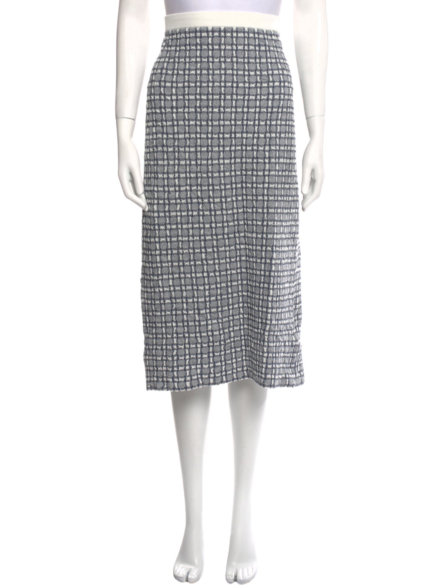 Victoria Beckham Plaid Print Midi Length Skirt