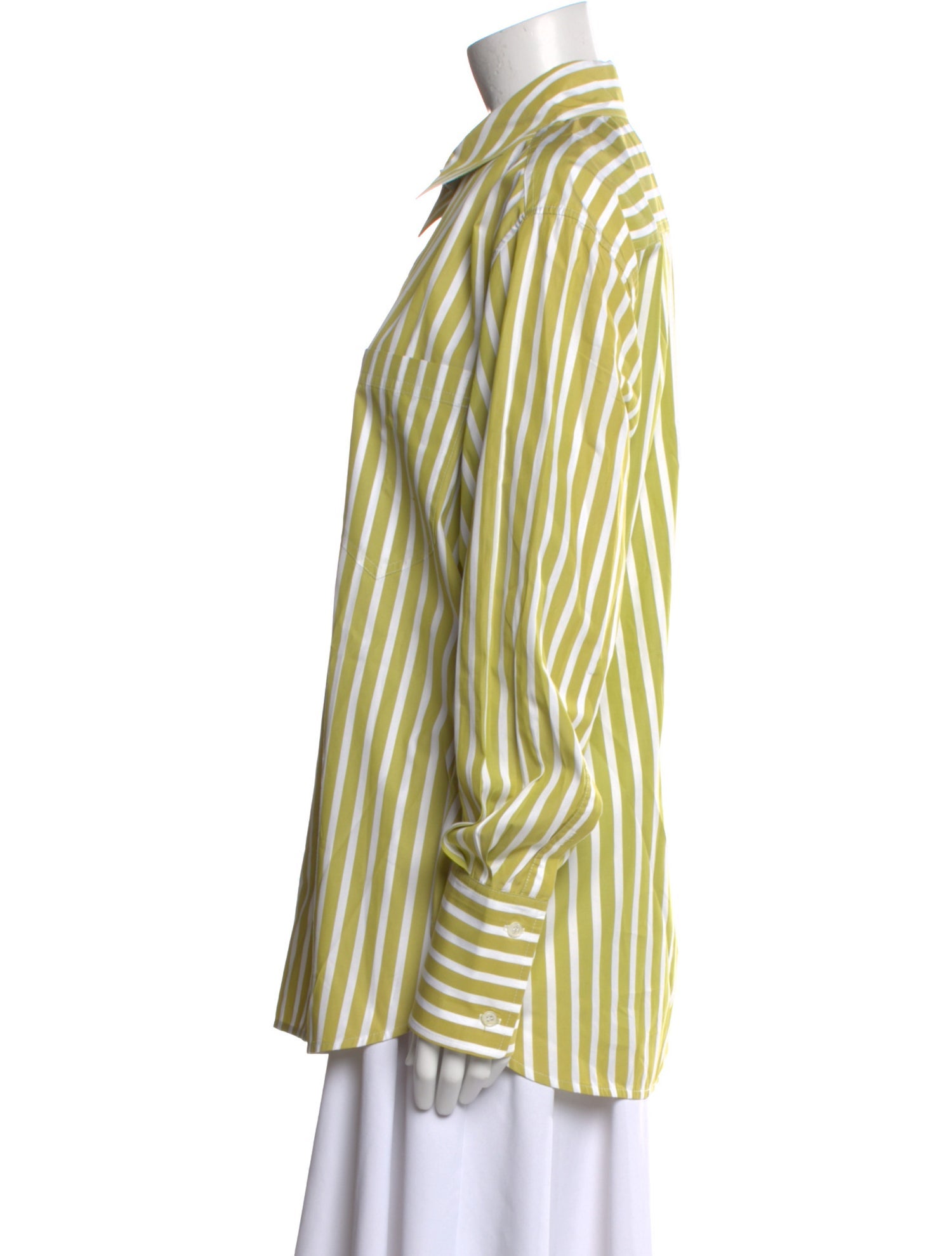 Victoria Beckham Striped Long Sleeve Button-Up Top