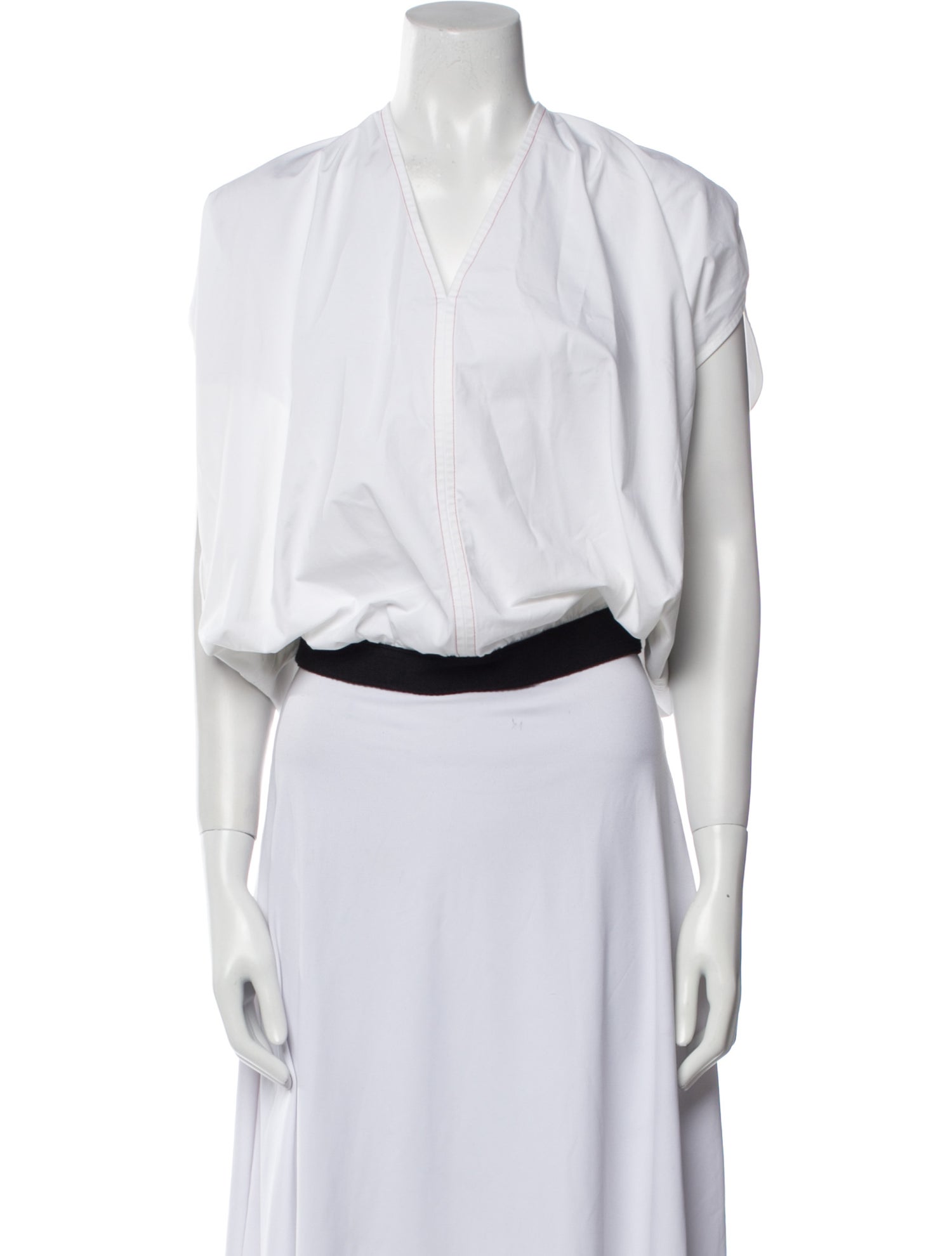 Victoria Beckham V-Neck Short Sleeve Crop Top