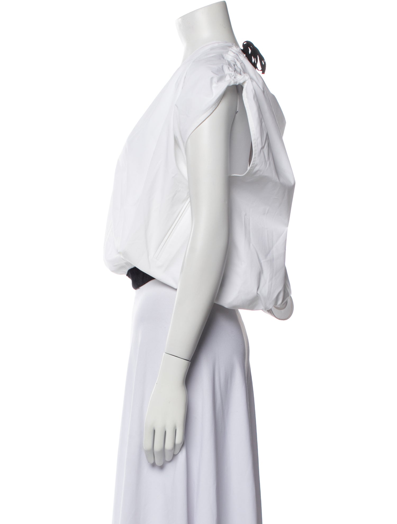 Victoria Beckham V-Neck Short Sleeve Crop Top