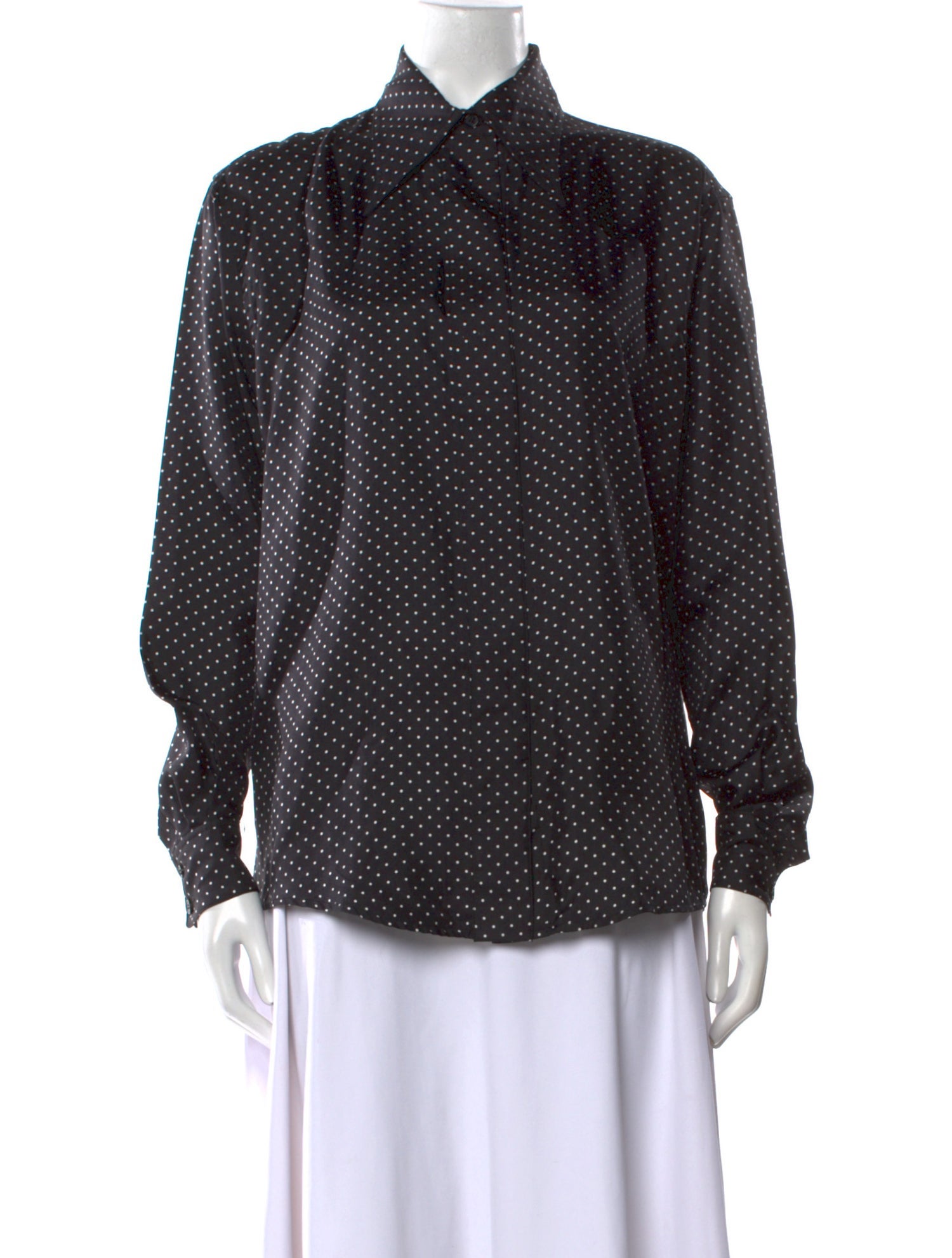 Victoria Beckham Silk Polka Dot Print Button-Up Top