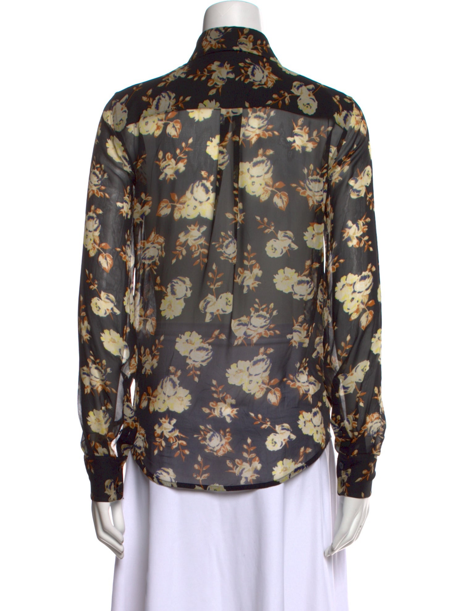 Victoria Beckham Silk Floral Print Button-Up Top