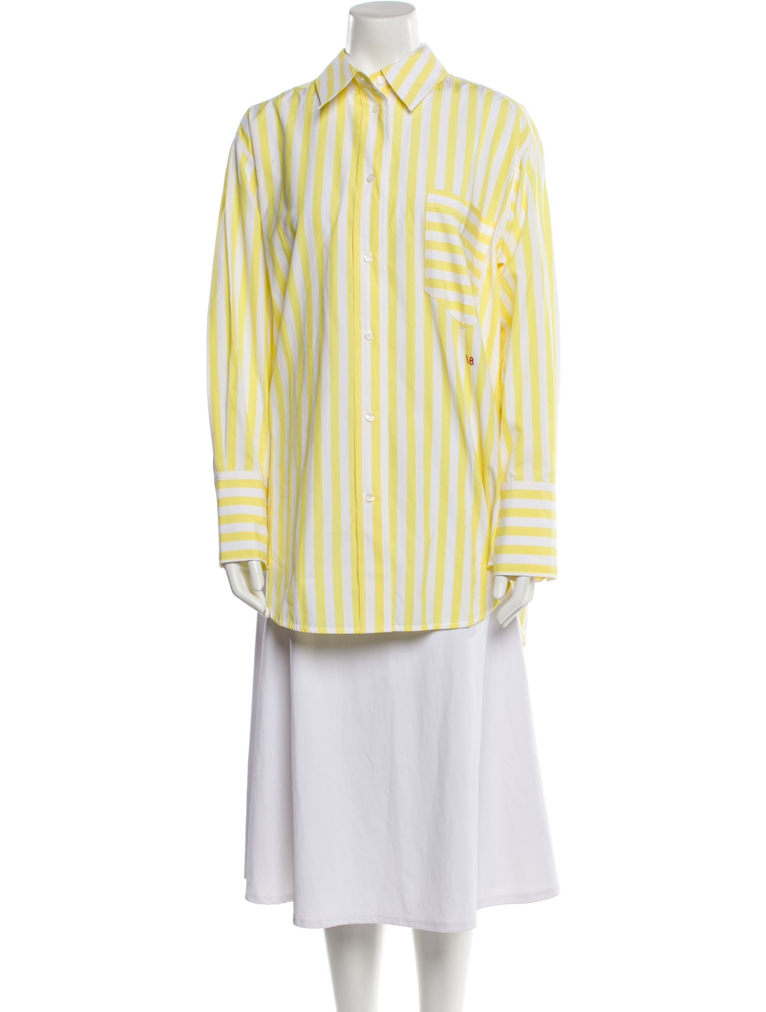 Victoria Beckham Striped Long Sleeve Button-Up Top