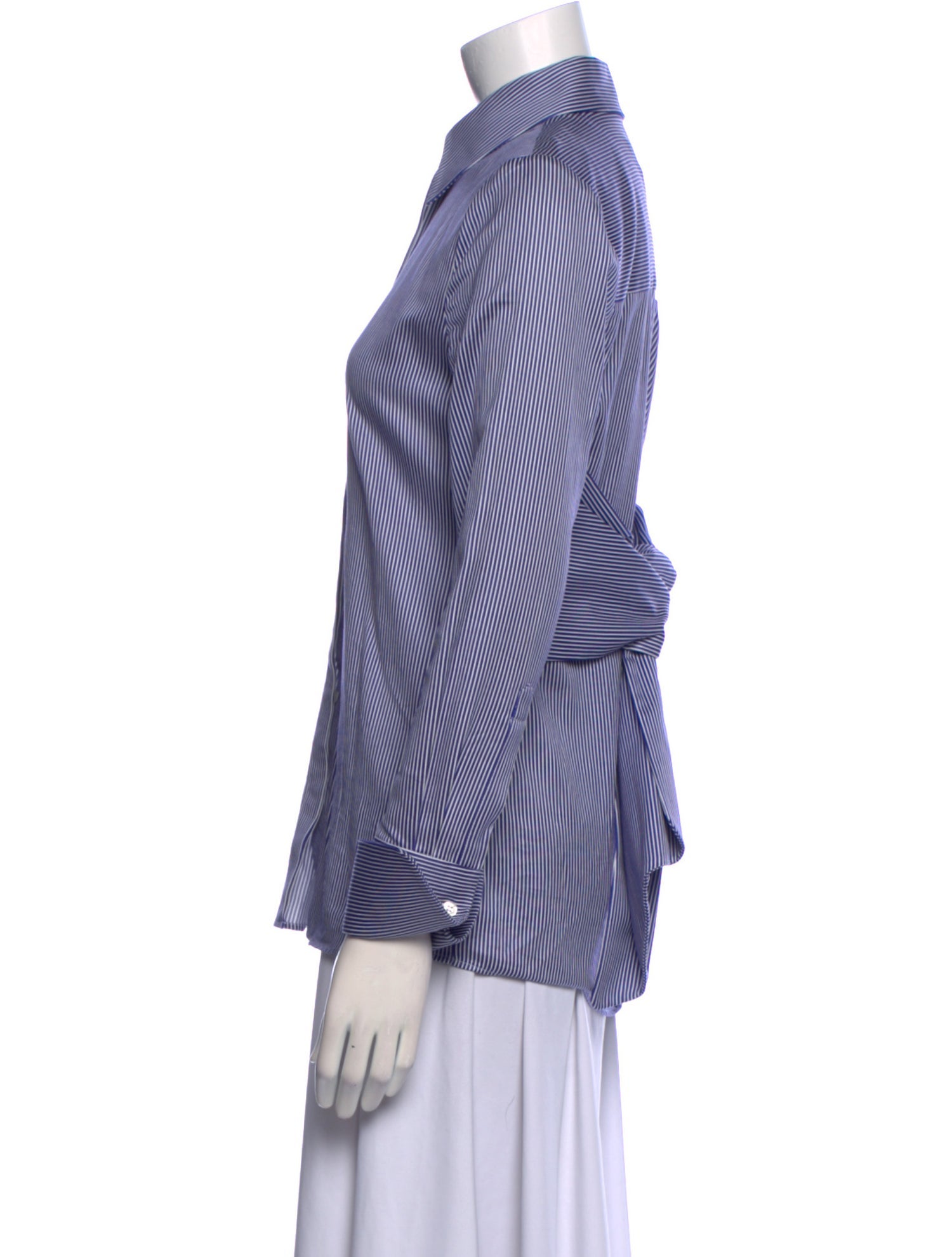 Victoria Beckham Striped Long Sleeve Button-Up Top