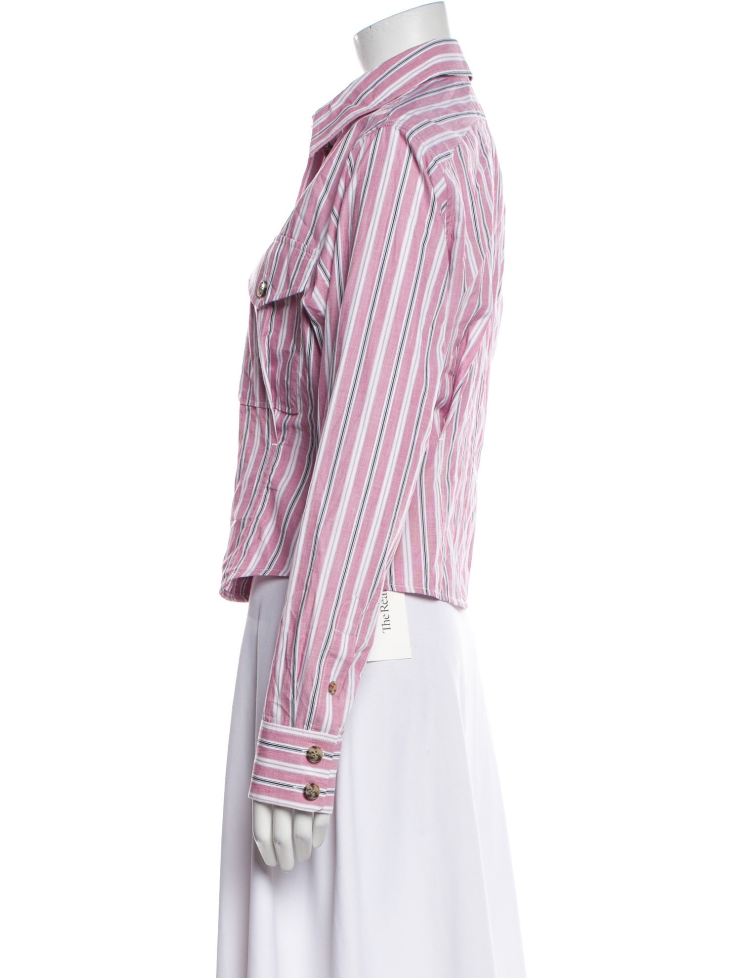 Victoria Beckham Striped Long Sleeve Button-Up Top