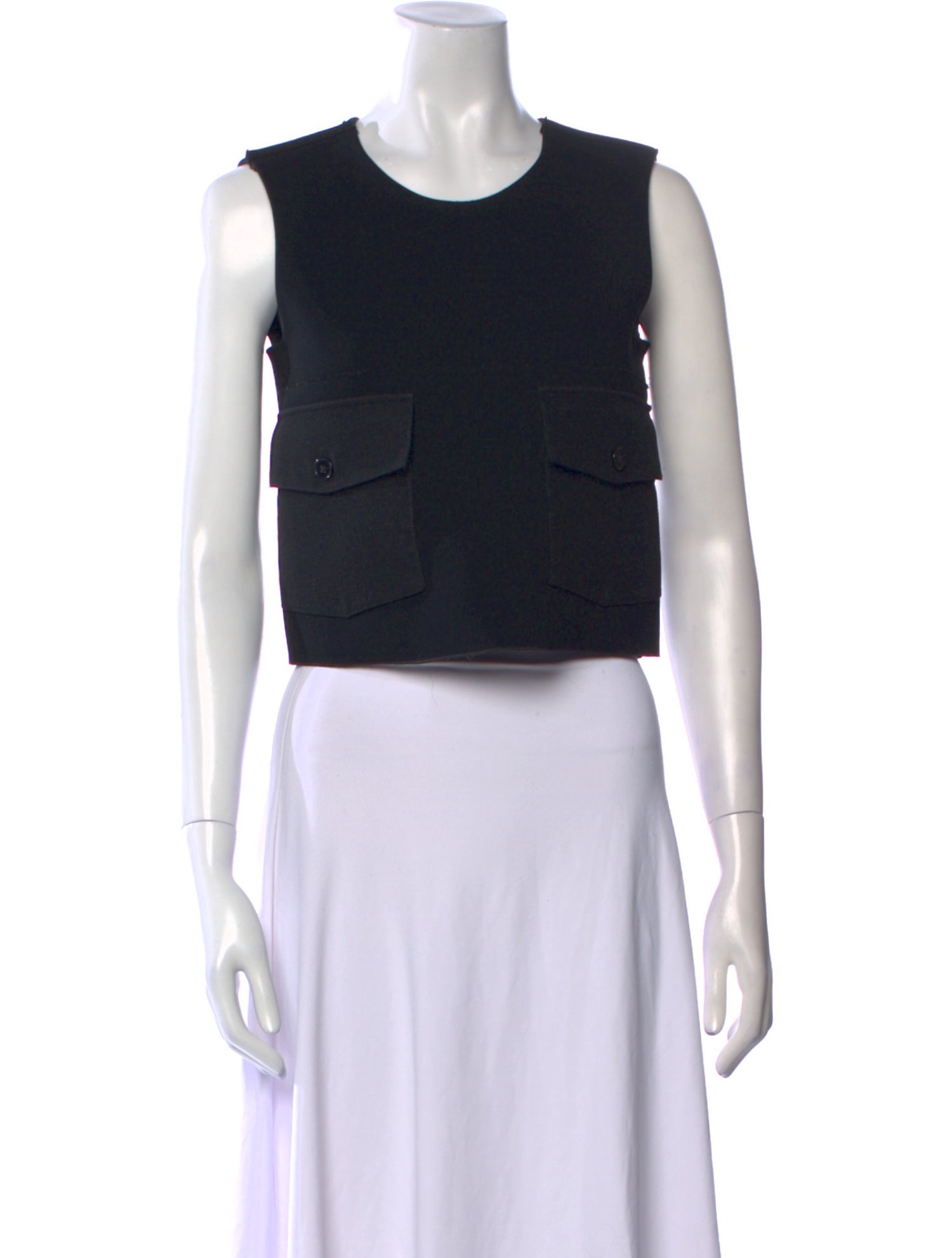 Victoria Beckham Crew Neck Sleeveless Crop Top