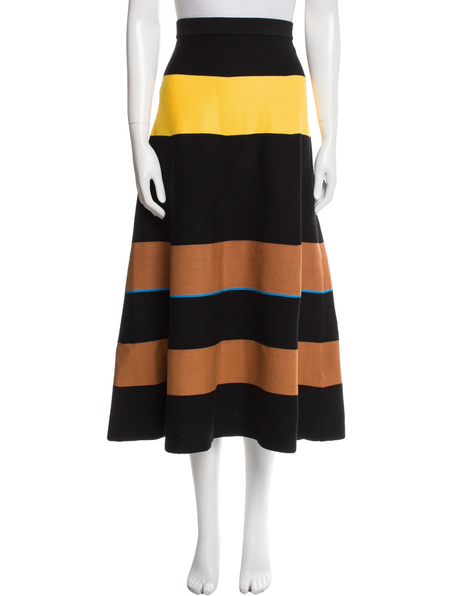 Victoria Beckham Striped Midi Length Skirt