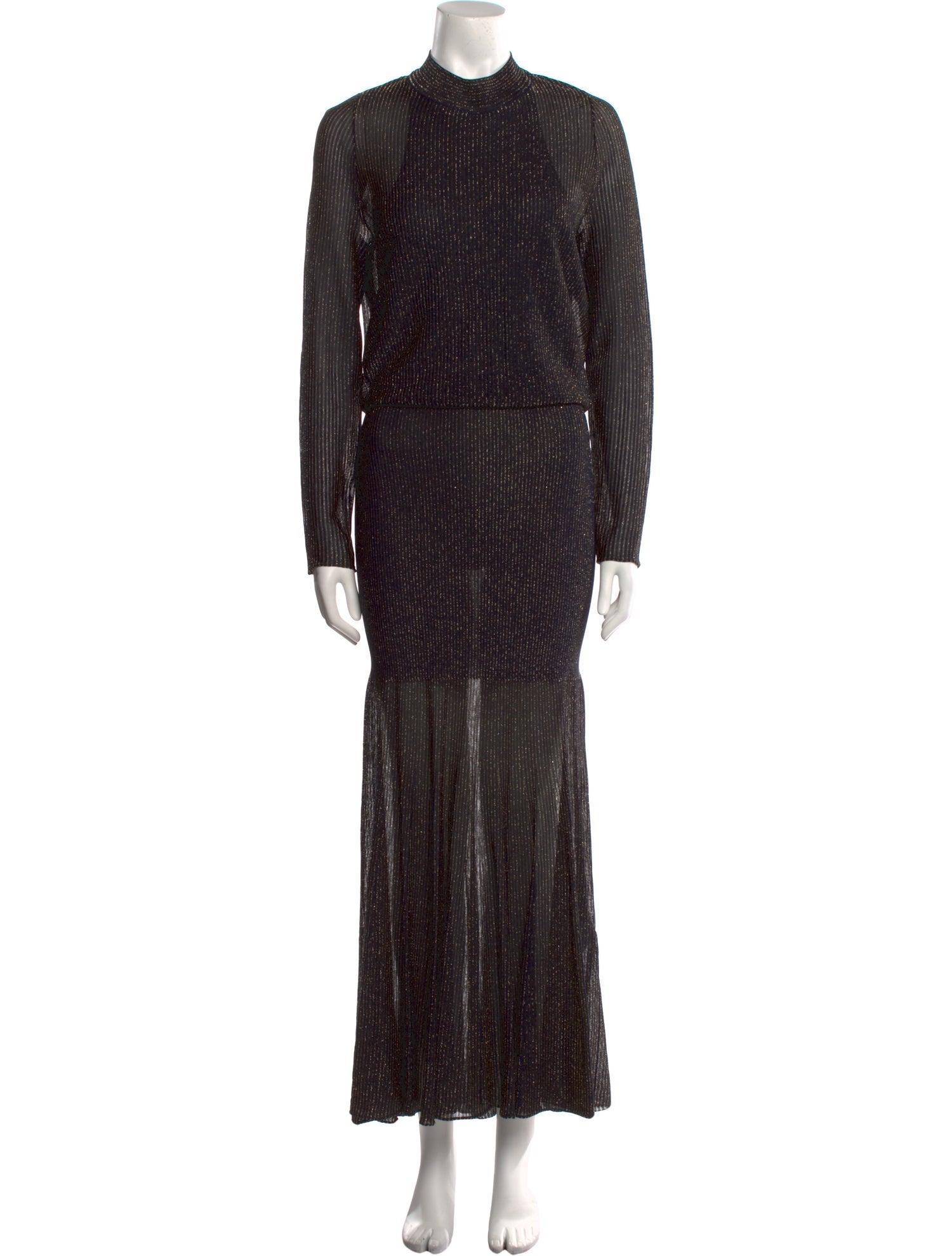 Victoria Beckham Mock Neck Long Dress