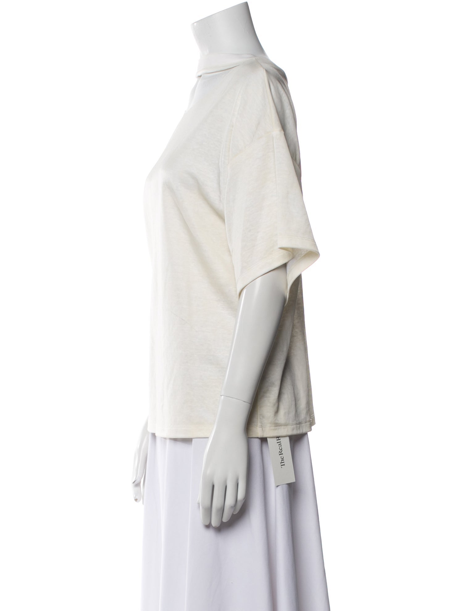 Victoria Beckham Linen Bateau Neckline T-Shirt