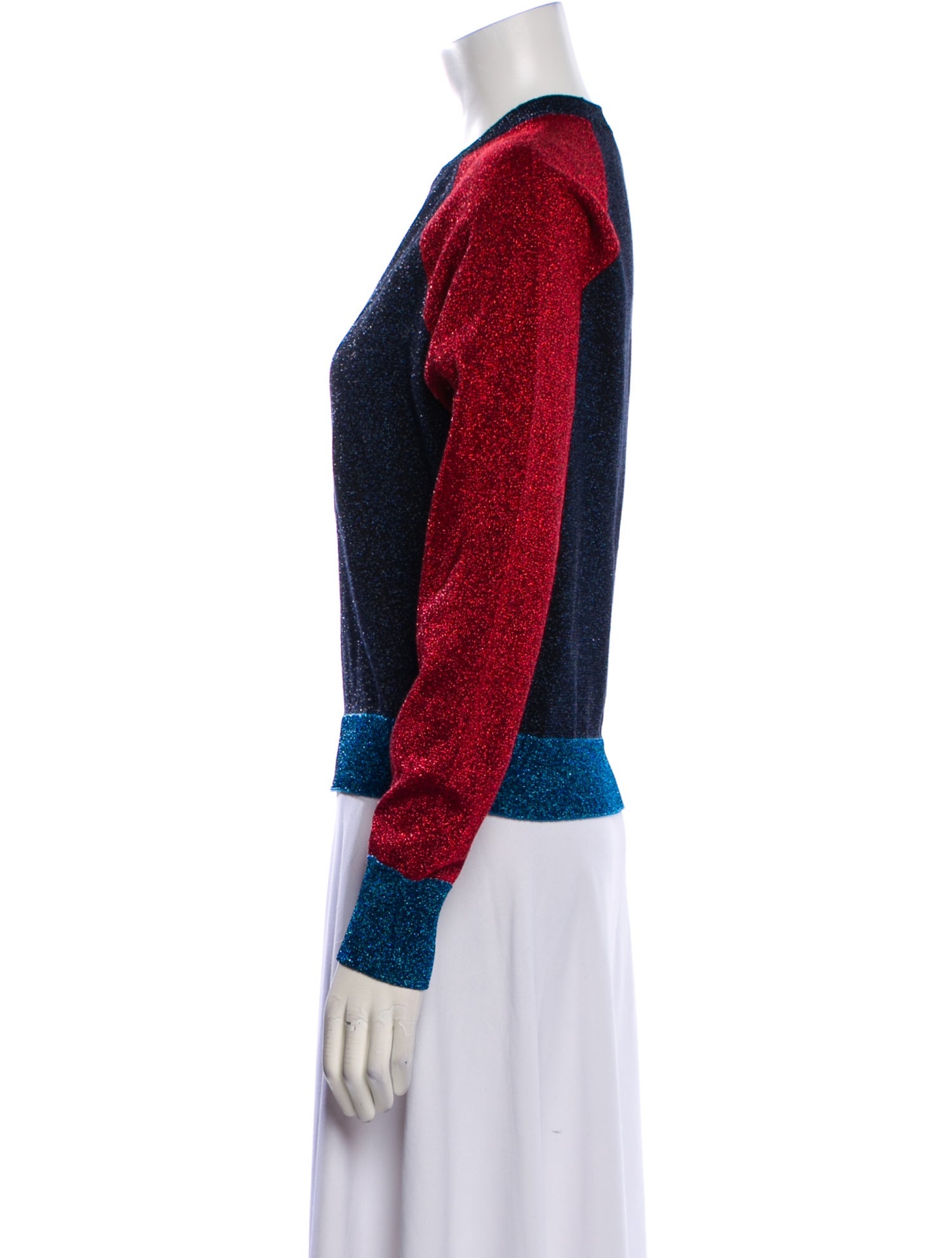 Victoria Beckham Colorblock Pattern Crew Neck Sweater