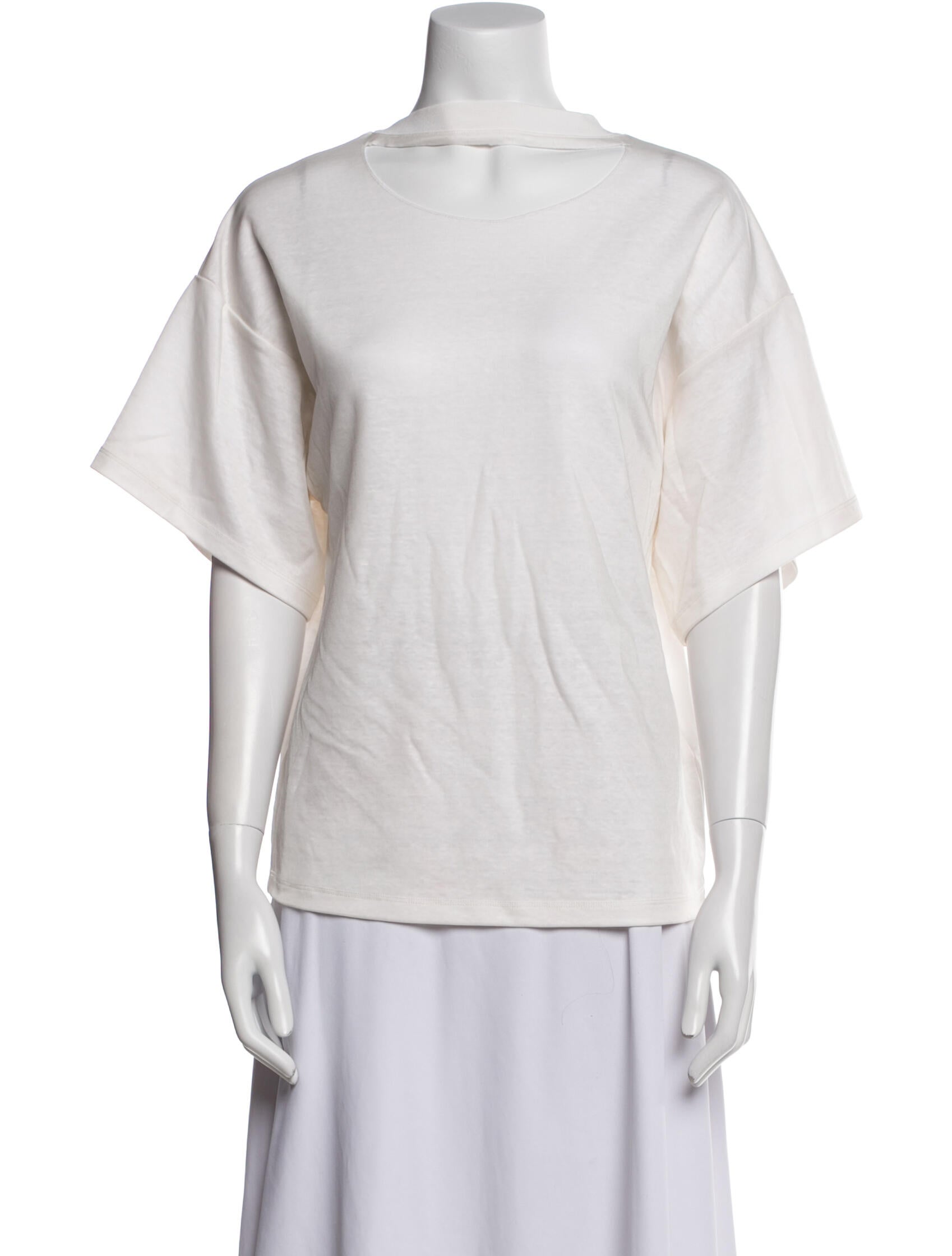 Victoria Beckham Linen Bateau Neckline T-Shirt