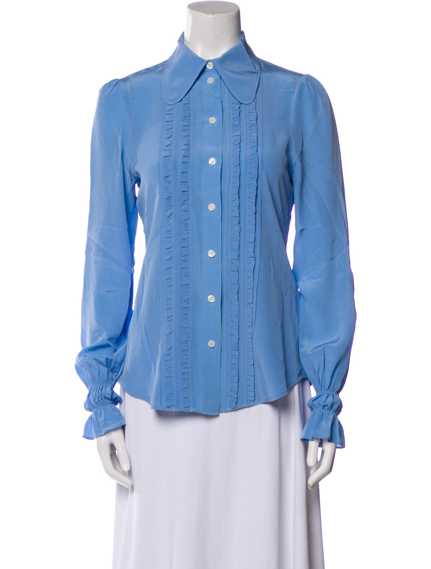 Victoria Beckham Silk Long Sleeve Button-Up Top