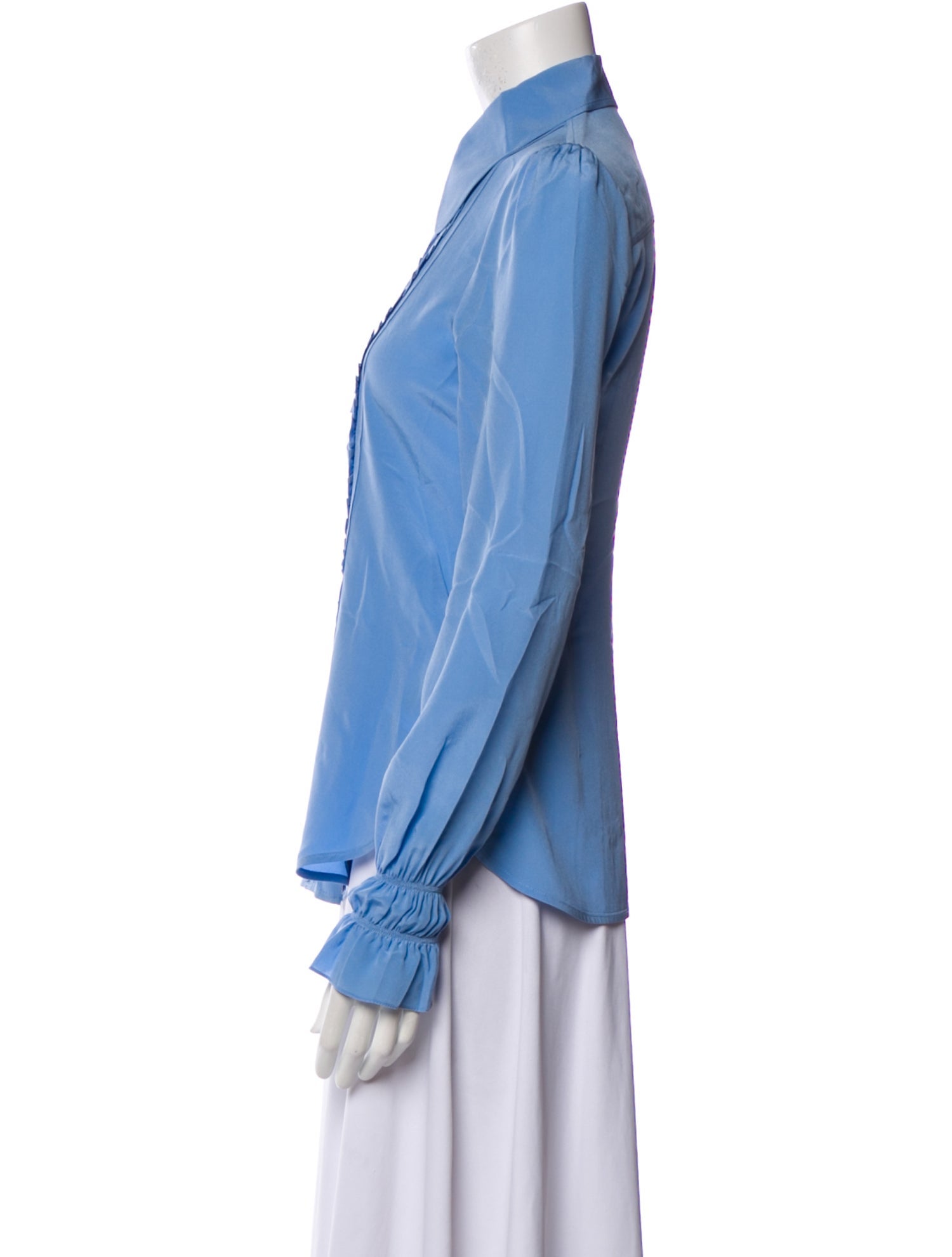 Victoria Beckham Silk Long Sleeve Button-Up Top