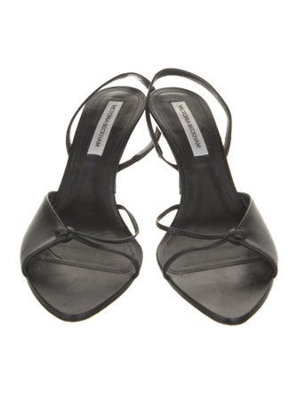 Victoria Beckham Leather Animal Print Slingback Sandals
