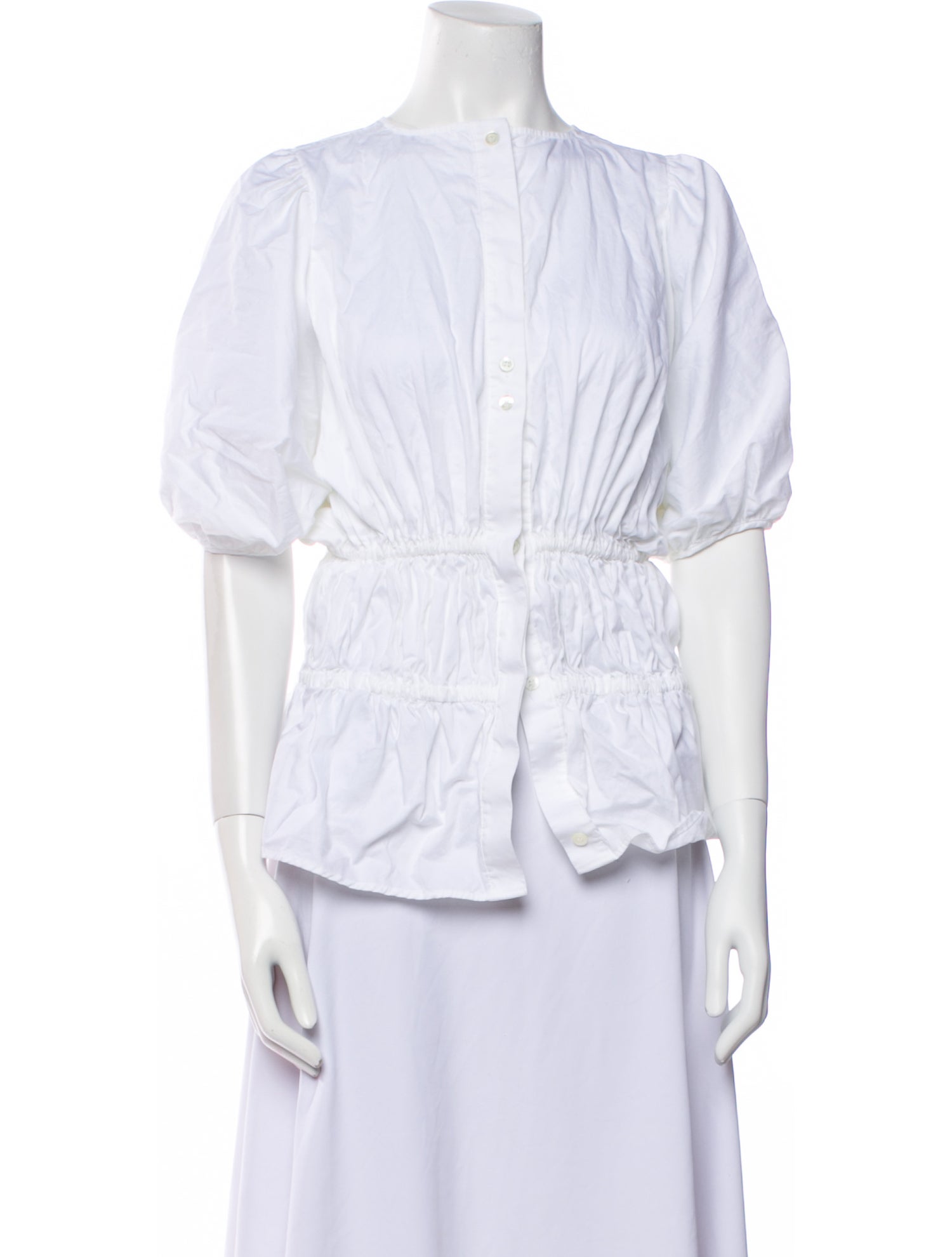 Victoria Beckham Bateau Neckline Short Sleeve Blouse