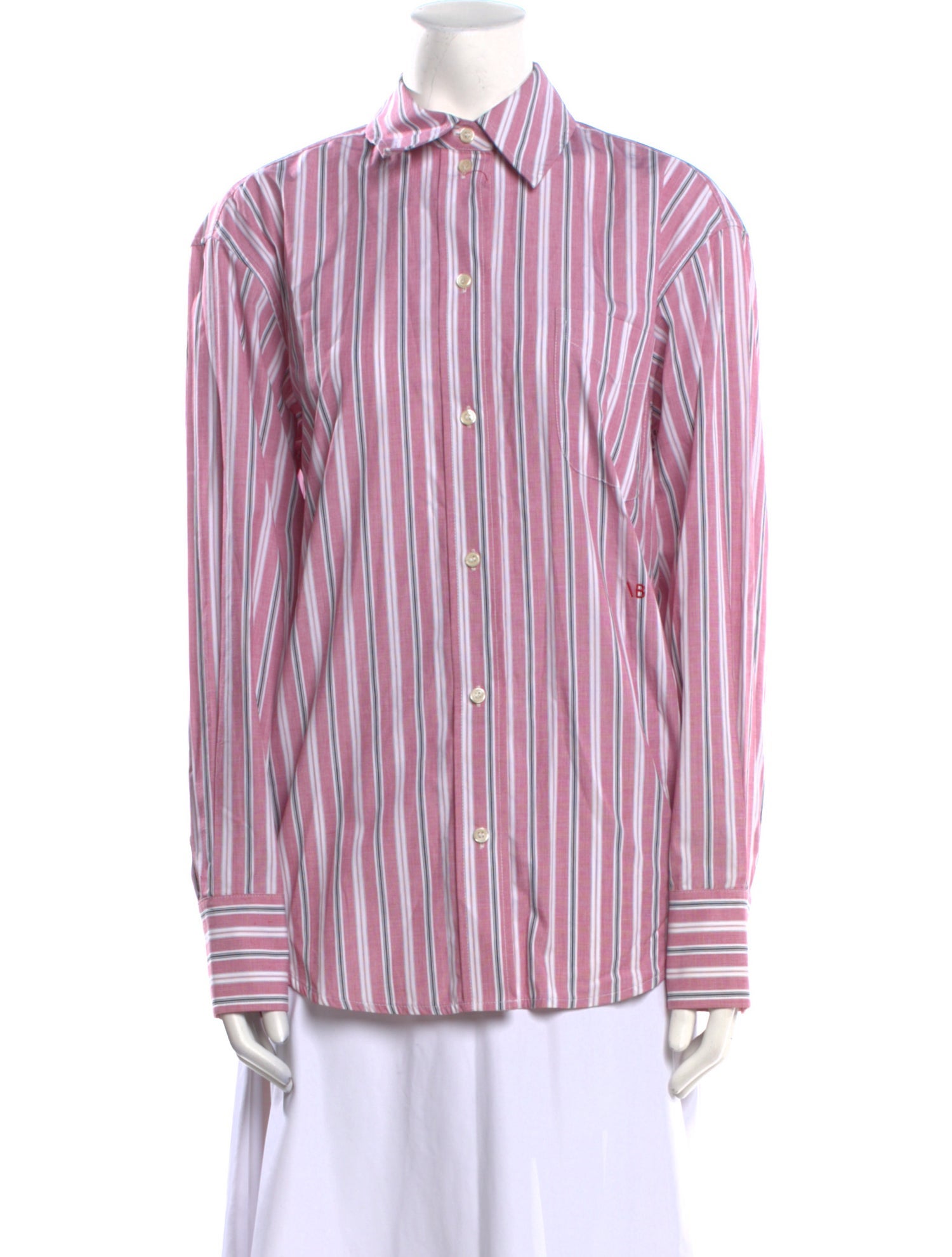 Victoria Beckham Striped Long Sleeve Button-Up Top w/ Tags