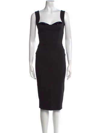 Victoria Beckham Square Neckline Midi Length Dress