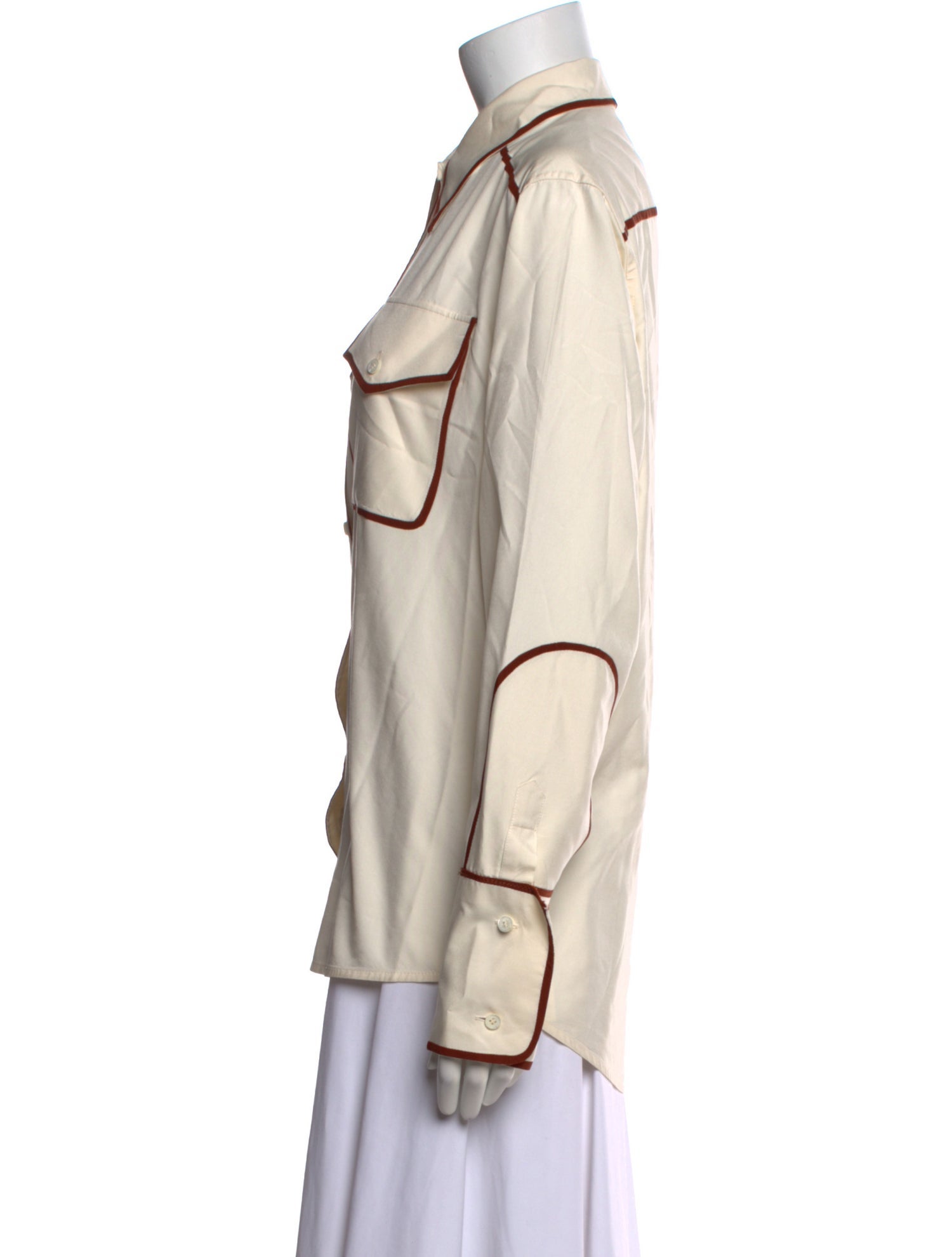 Victoria Beckham Silk Long Sleeve Button-Up Top