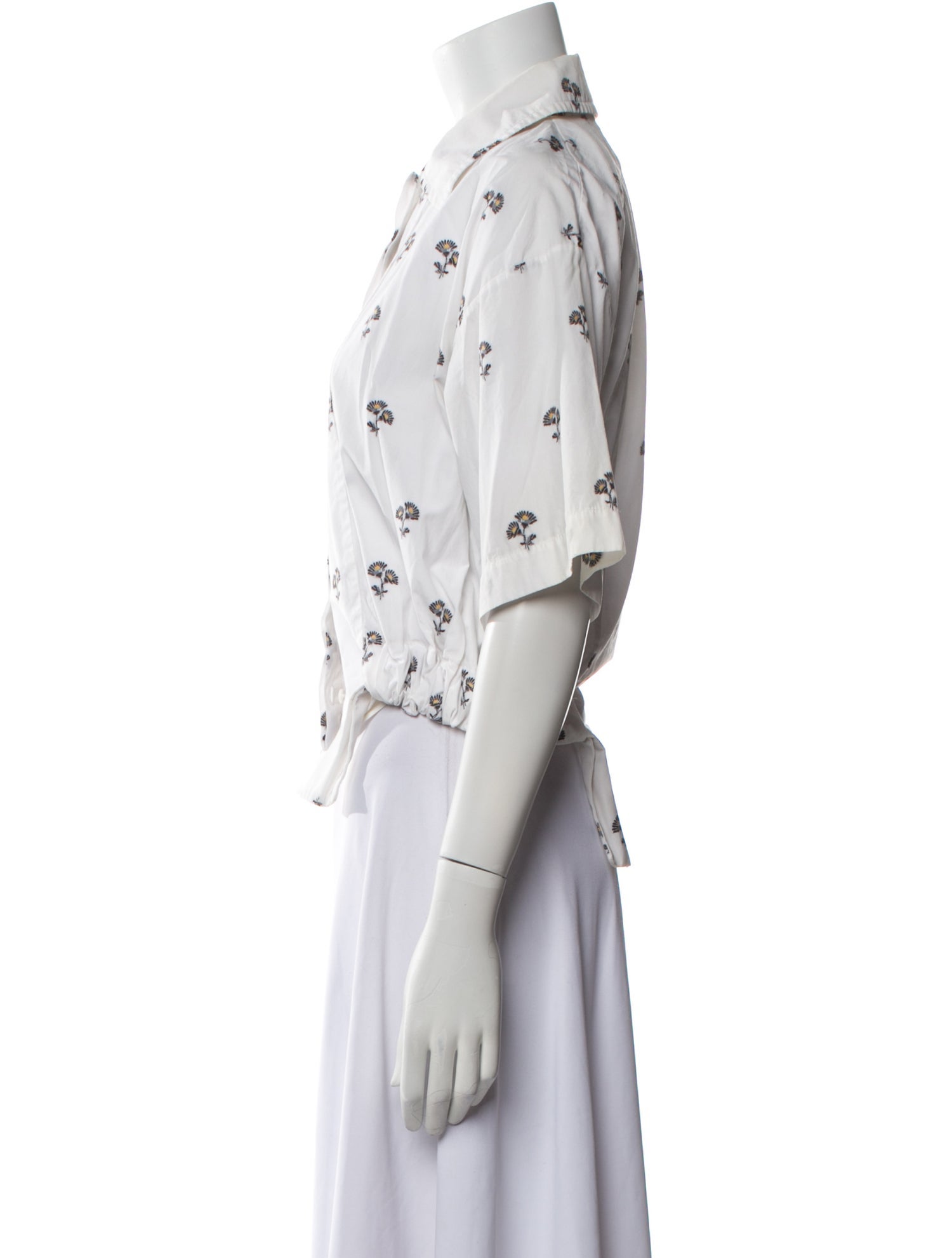 Victoria Beckham Printed Three-Quarter Sleeve Crop Top