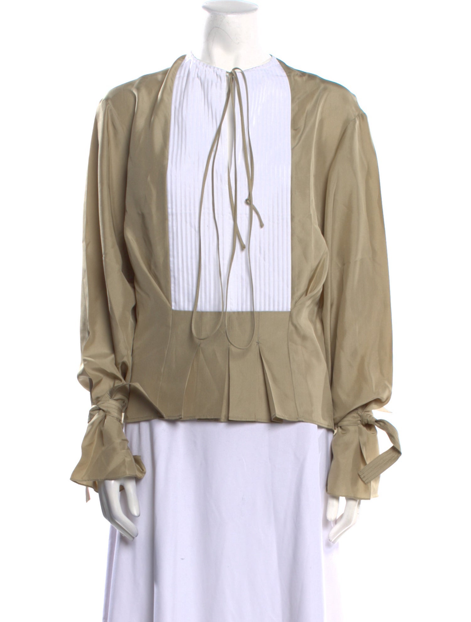 Victoria Beckham Silk Colorblock Pattern Blouse