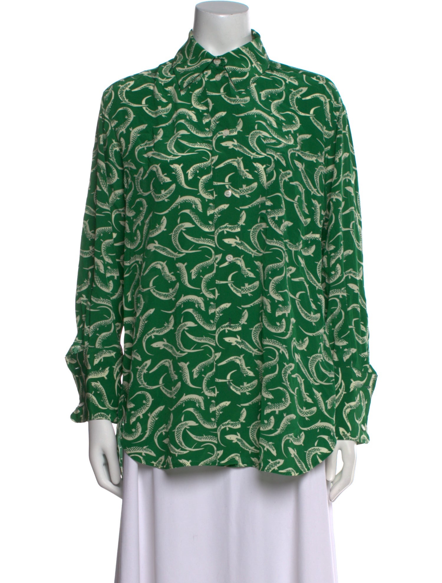 Victoria Beckham Printed Mock Neck Blouse