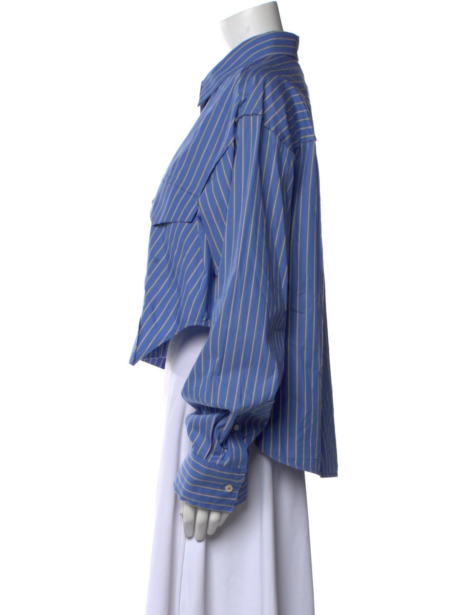 Victoria Beckham Striped Long Sleeve Crop Top