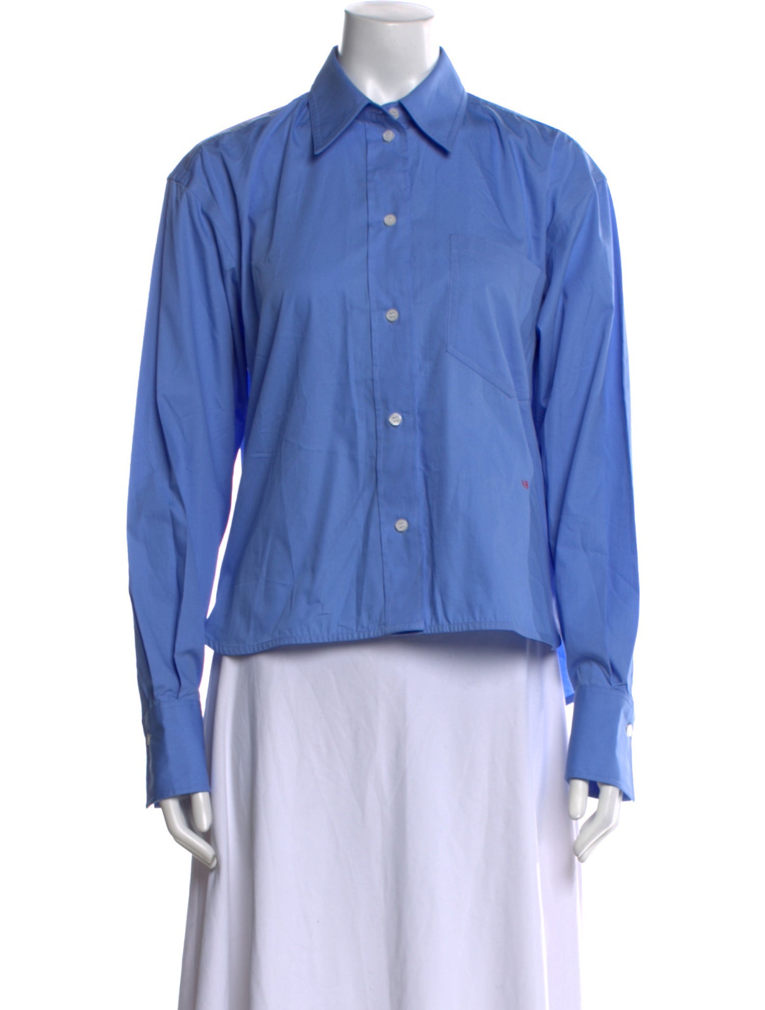 Victoria Beckham Silk Long Sleeve Button-Up Top