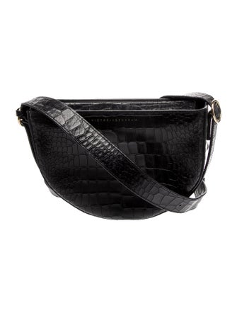 Victoria Beckham Embossed Leather Half Moon Croc-Embossed