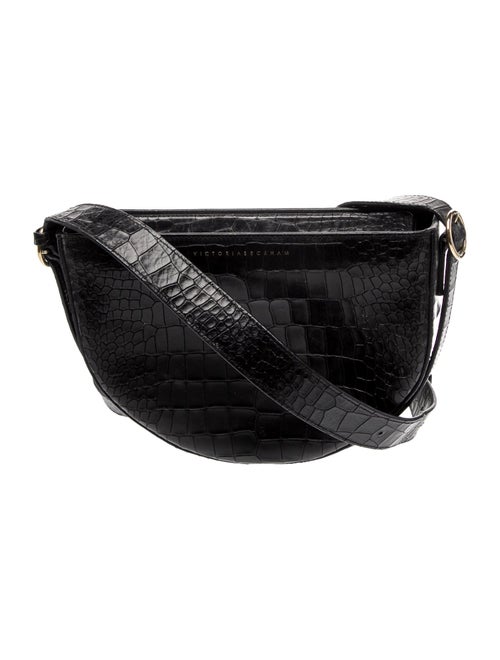 Victoria Beckham Embossed Leather Half Moon Croc-Embossed