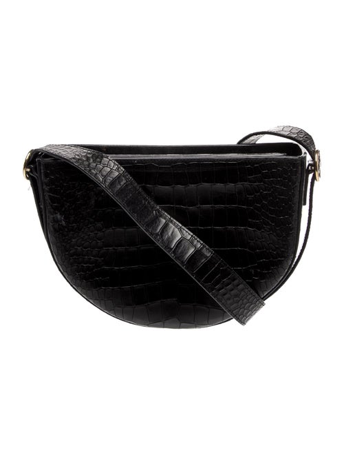 Victoria Beckham Embossed Leather Half Moon Croc-Embossed