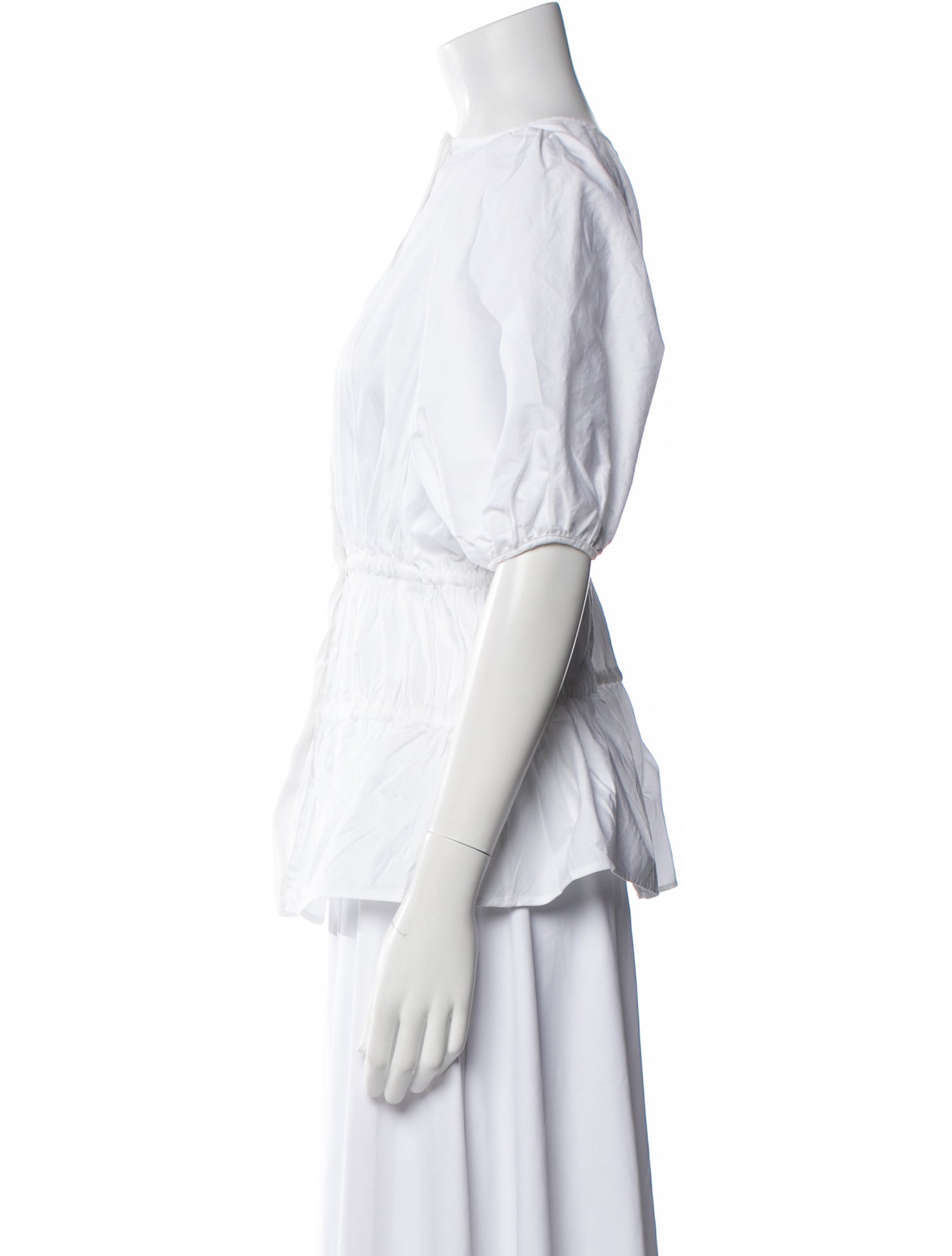 Victoria Victoria Beckham Mock Neck Three-Quarter Sleeve Button-Up Top